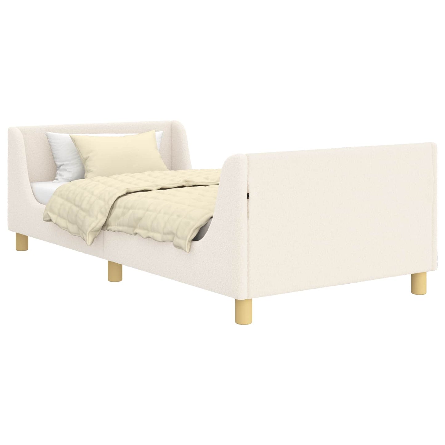 Kinderbettgestell mit Kopfteil Creme 90 x 200 cm Bouclé
