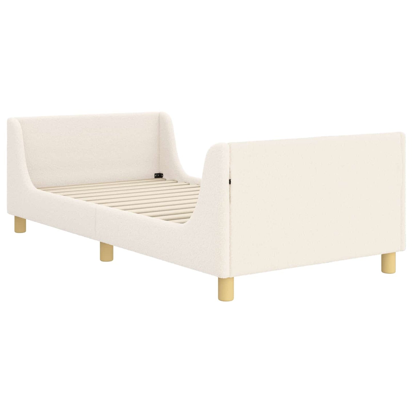 Kinderbettgestell mit Kopfteil Creme 90 x 200 cm Bouclé