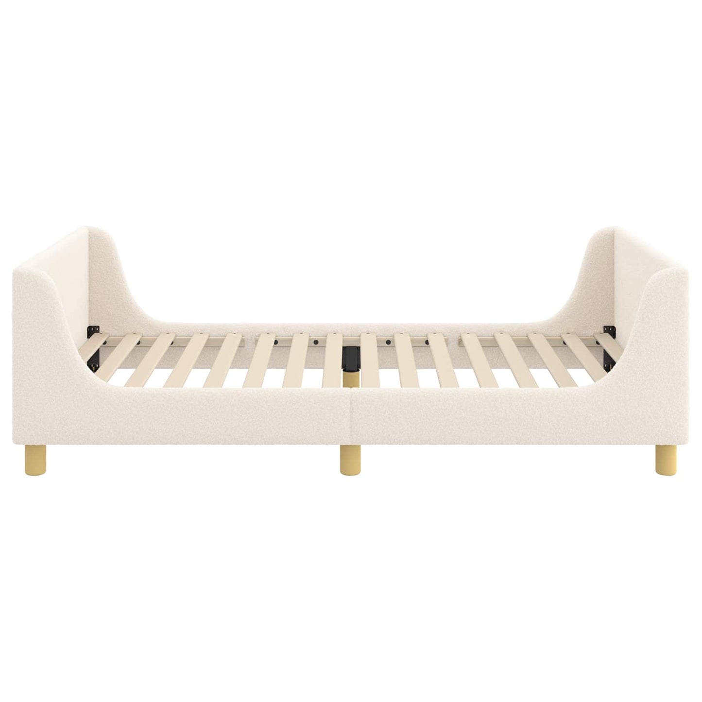 Kinderbettgestell mit Kopfteil Creme 90 x 200 cm Bouclé
