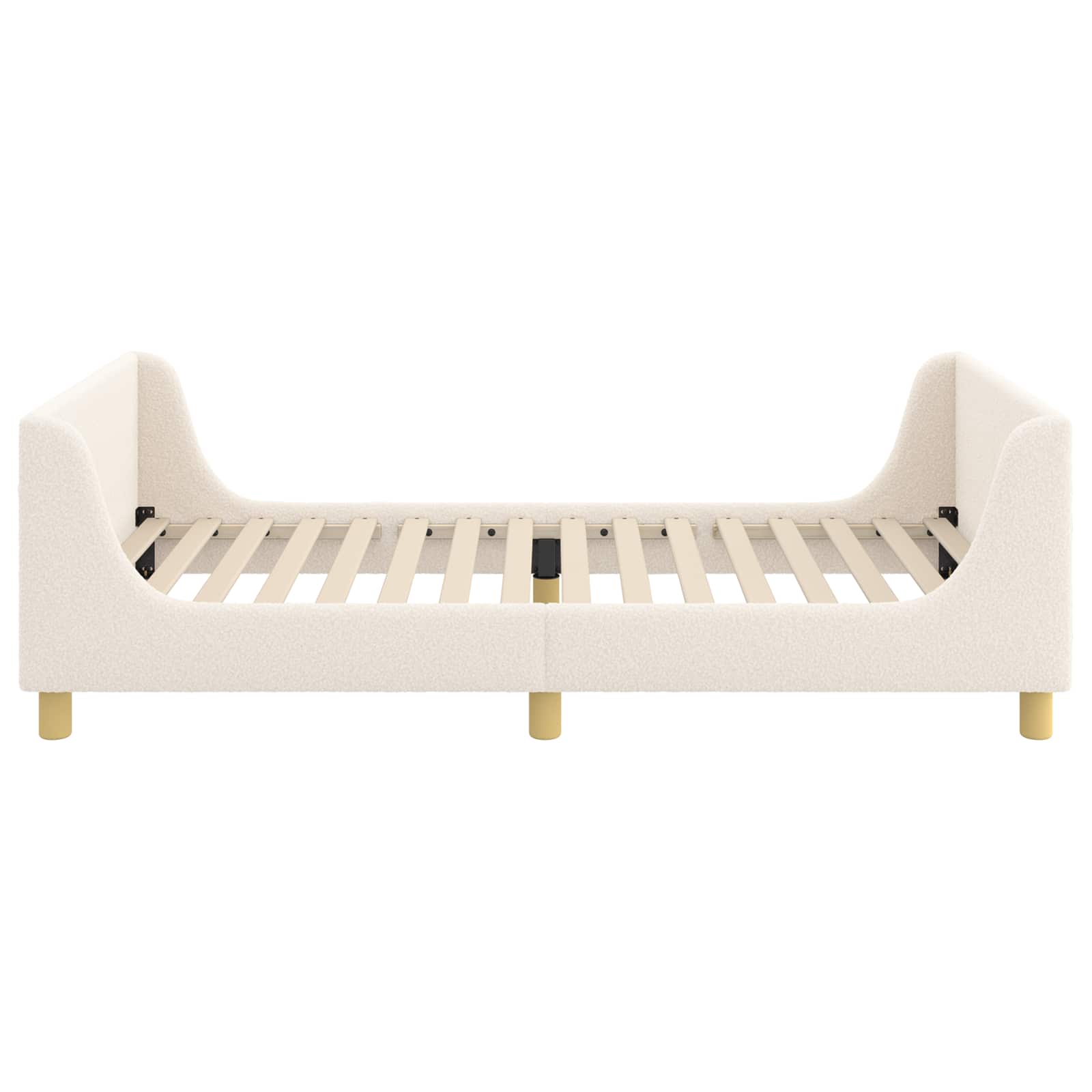 Kinderbettgestell mit Kopfteil Creme 90 x 200 cm Bouclé
