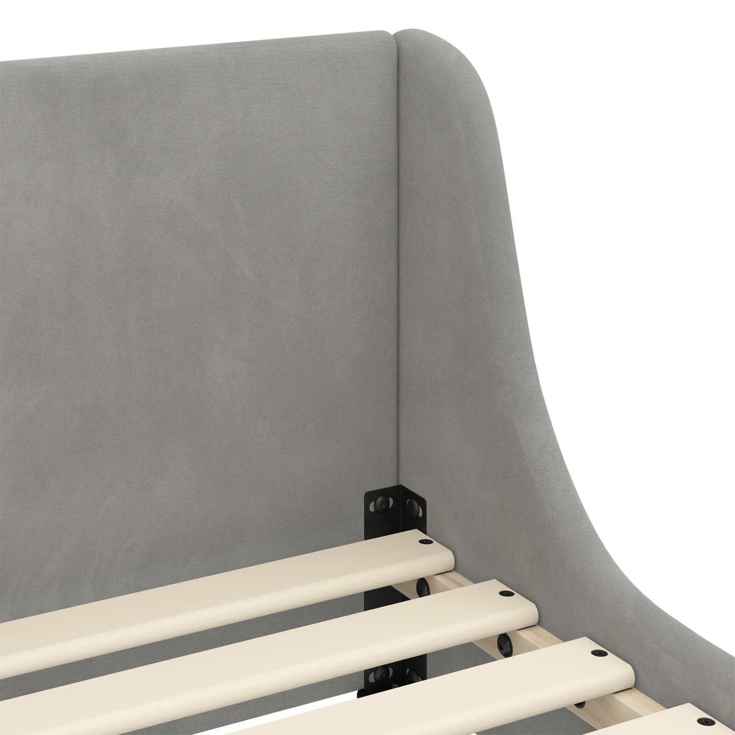 Kinderbettgestell mit Kopfteil Hellgrau 90 x 200 cm Samt
