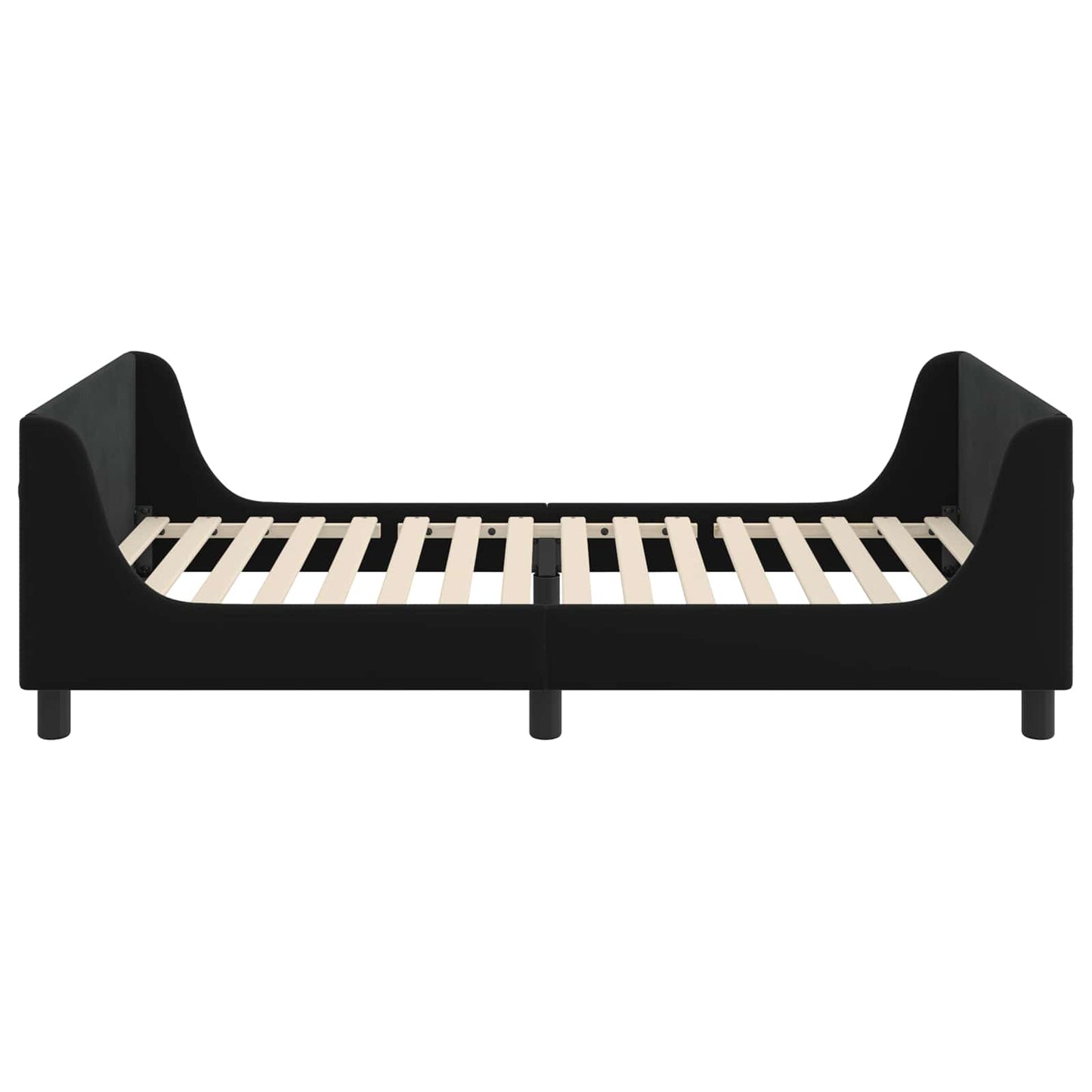 Kinderbettgestell mit Kopfteil Schwarz 90 x 200 cm Samt