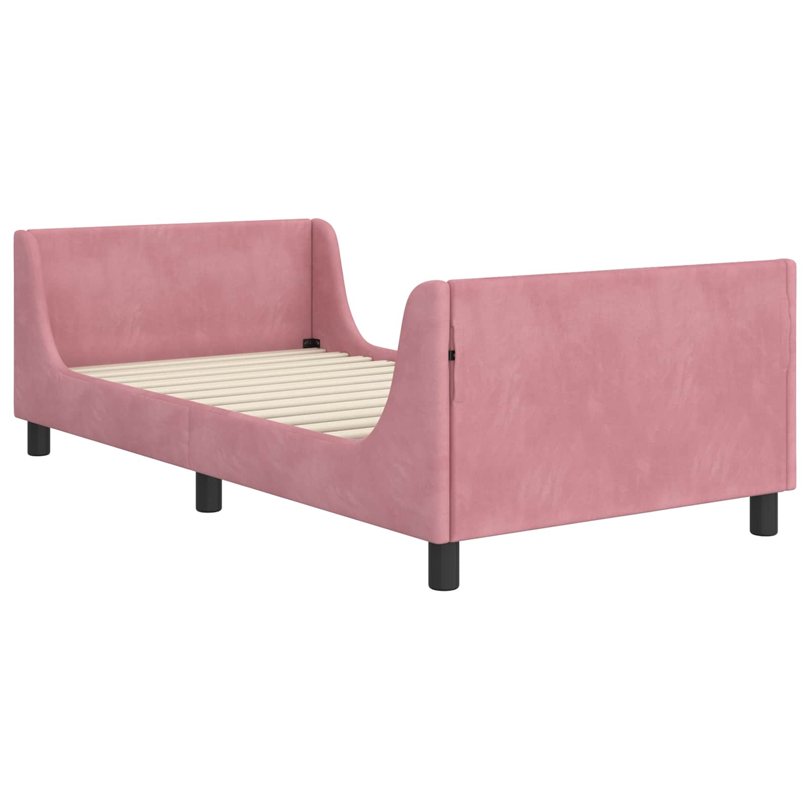 Kinderbettgestell mit Kopfteil Rosa 90 x 200 cm Samt