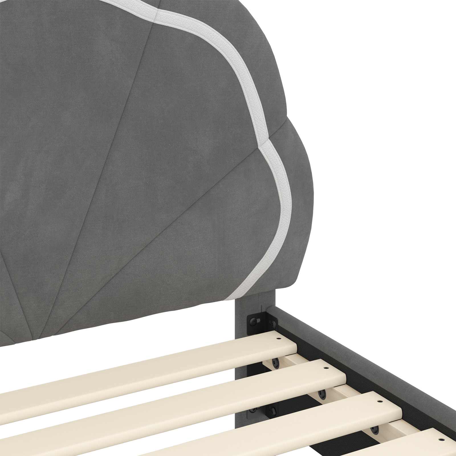 Kinderbettgestell mit Kopfteil Dunkelgrau 70 x 140 cm Samt