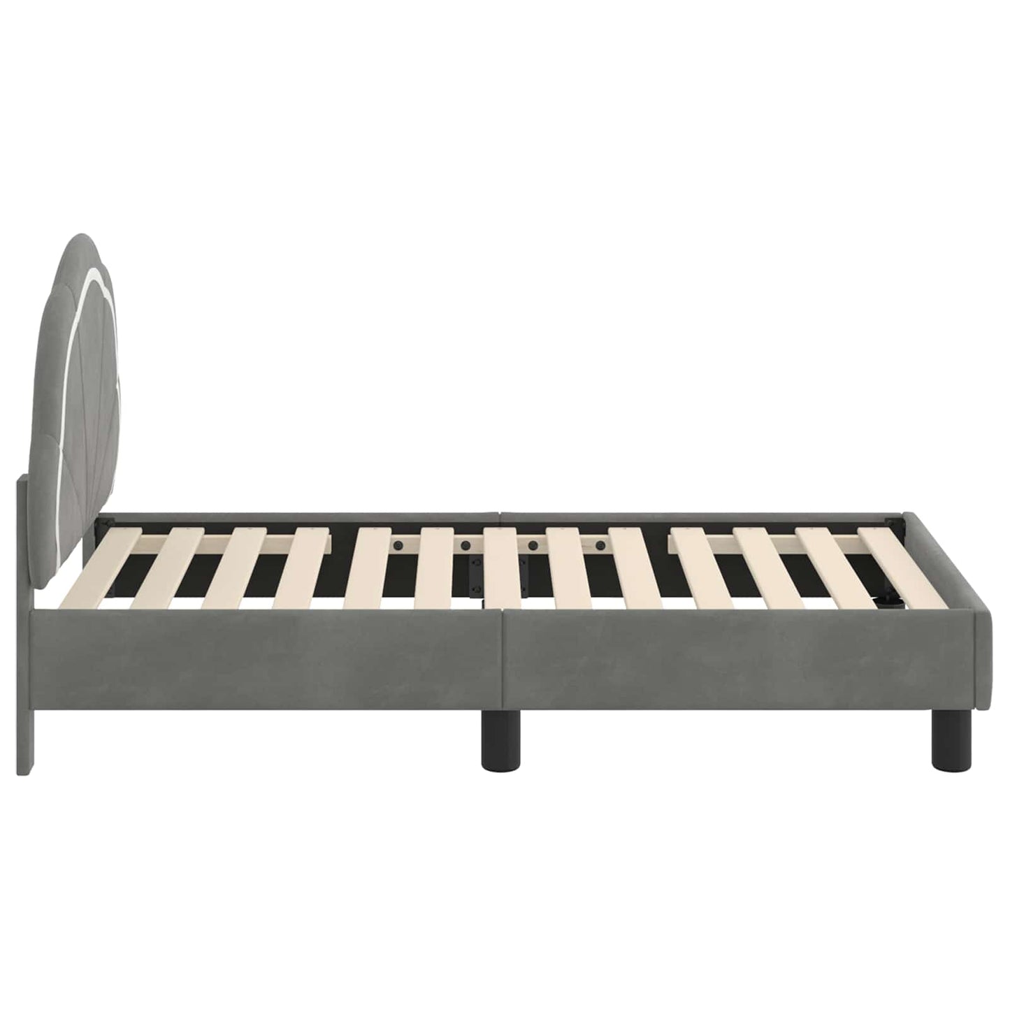 Kinderbettgestell mit Kopfteil Dunkelgrau 70 x 140 cm Samt