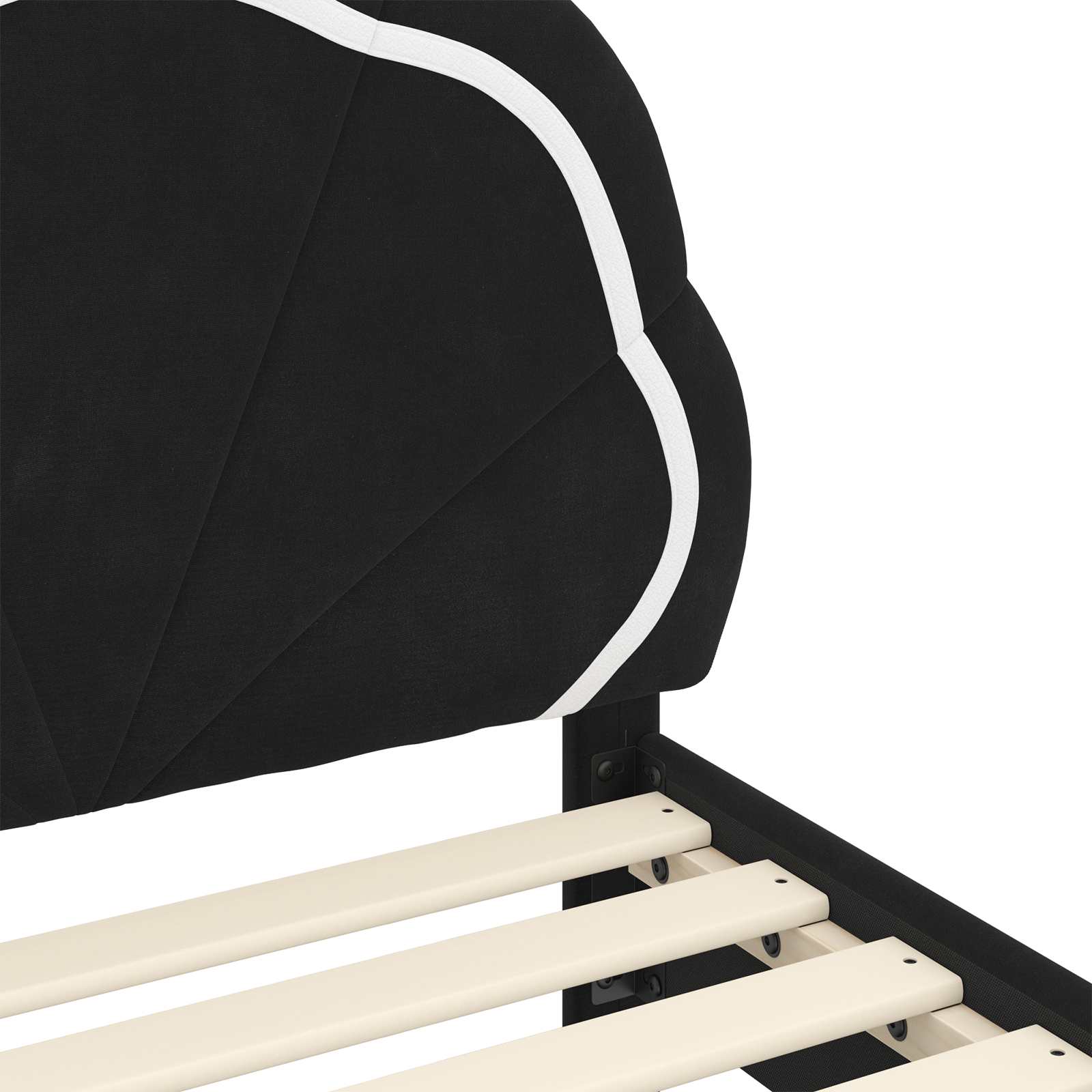 Kinderbettgestell mit Kopfteil Schwarz 90 x 190 cm Samt