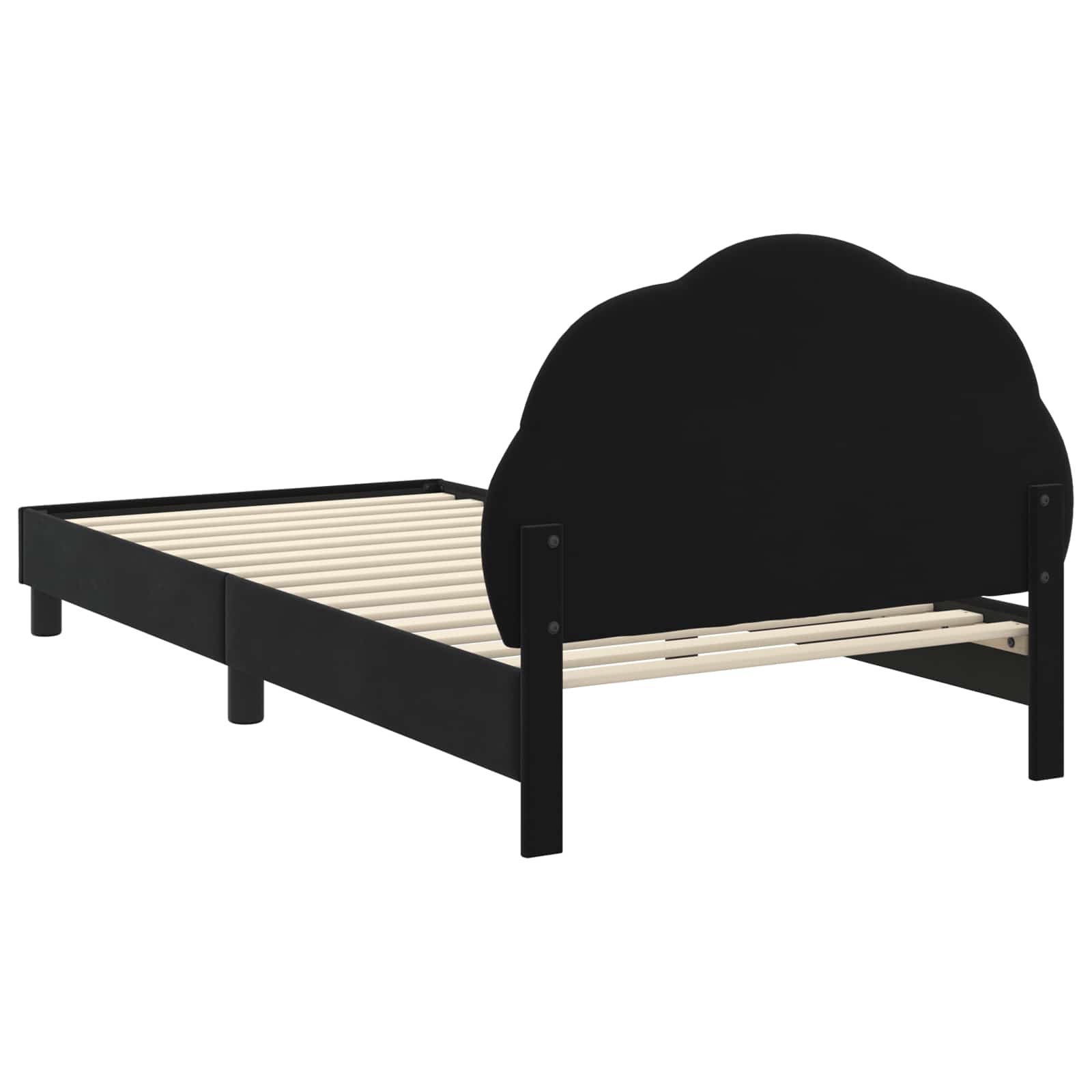 Kinderbettgestell mit Kopfteil Schwarz 90 x 190 cm Samt