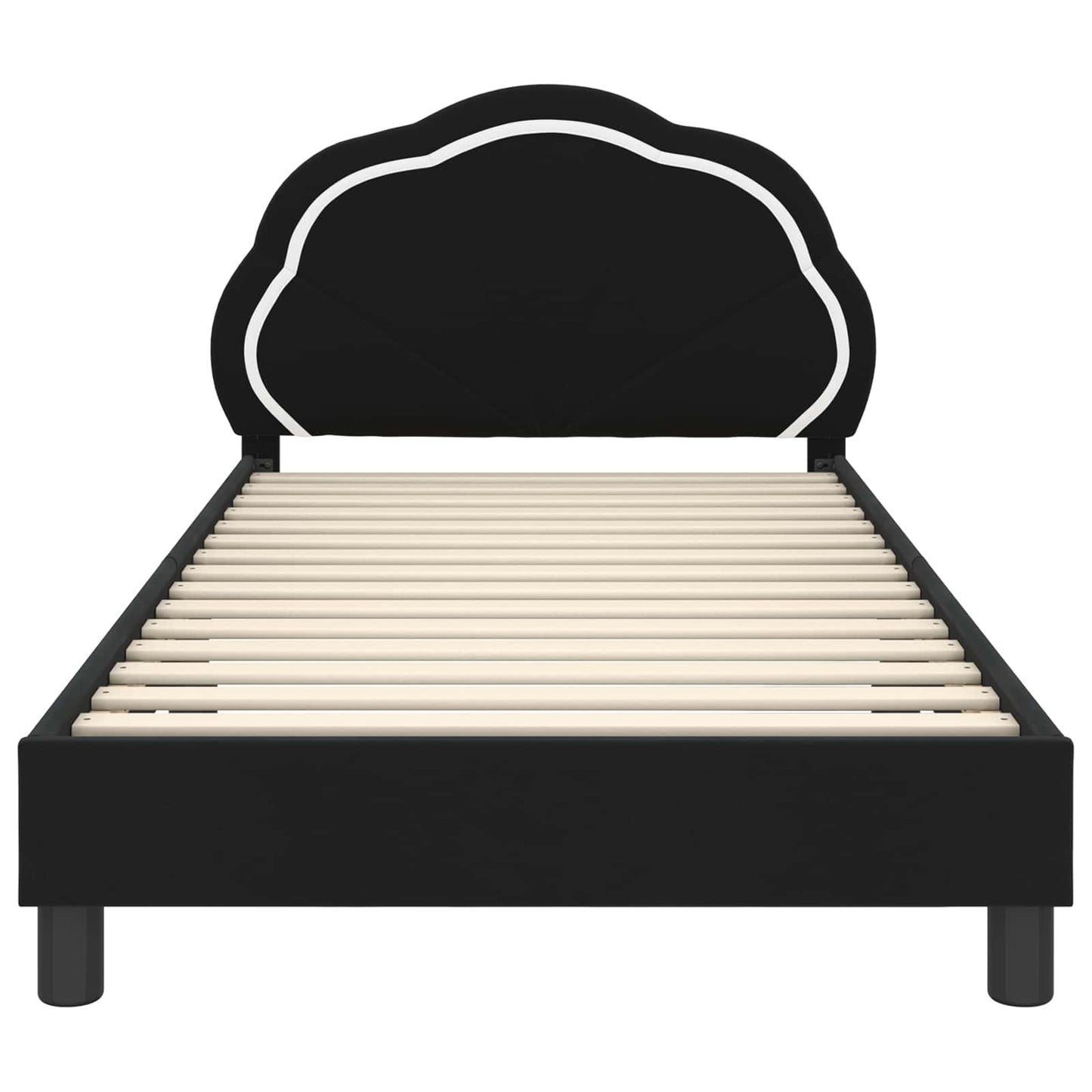 Kinderbettgestell mit Kopfteil Schwarz 90 x 190 cm Samt