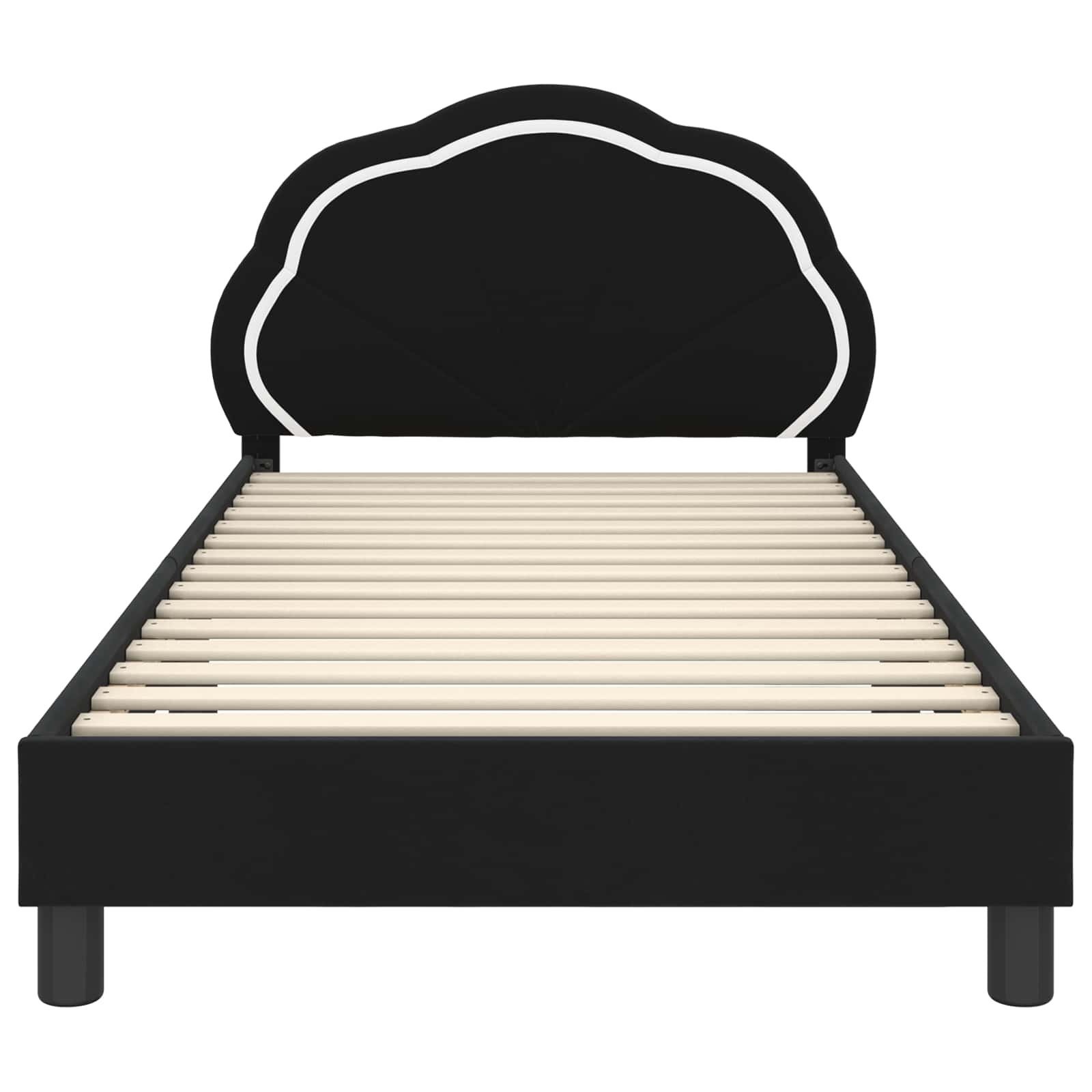 Kinderbettgestell mit Kopfteil Schwarz 90 x 190 cm Samt
