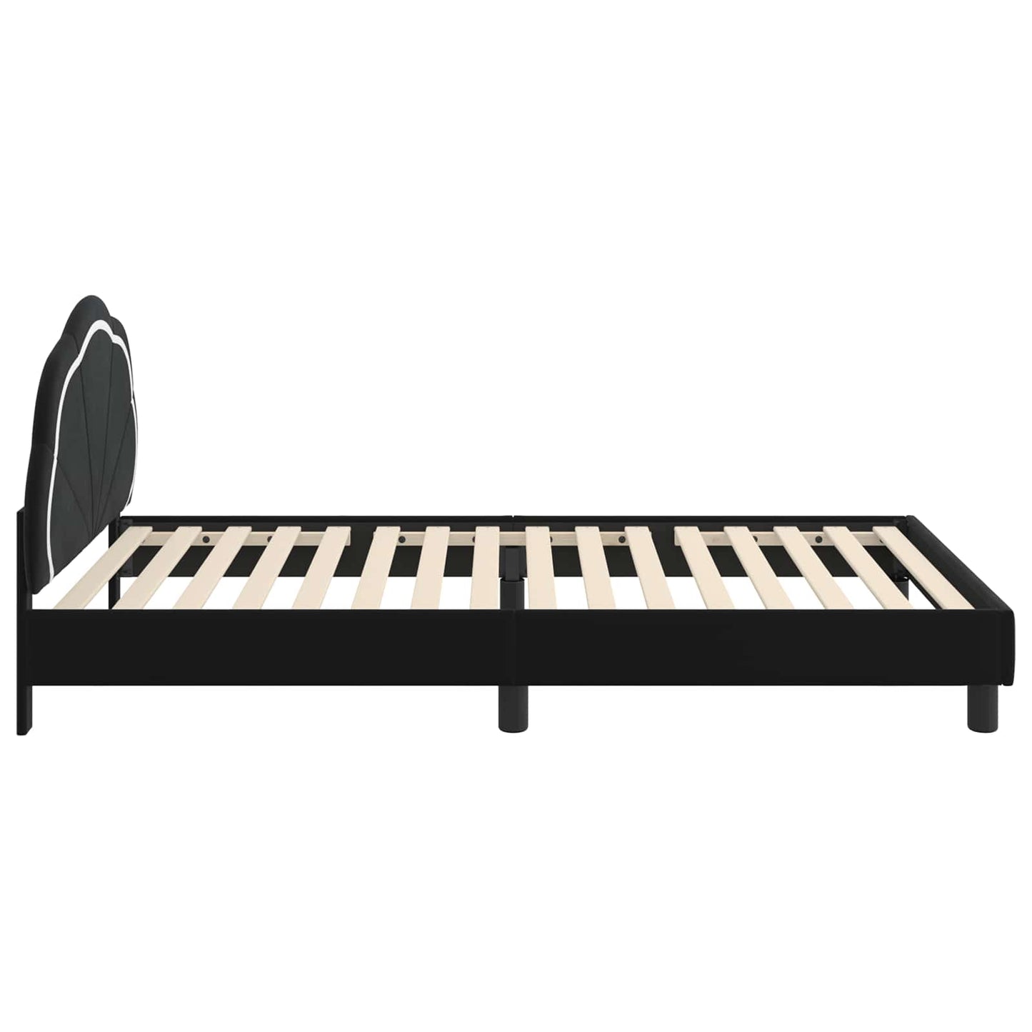Kinderbettgestell mit Kopfteil Schwarz 90 x 190 cm Samt
