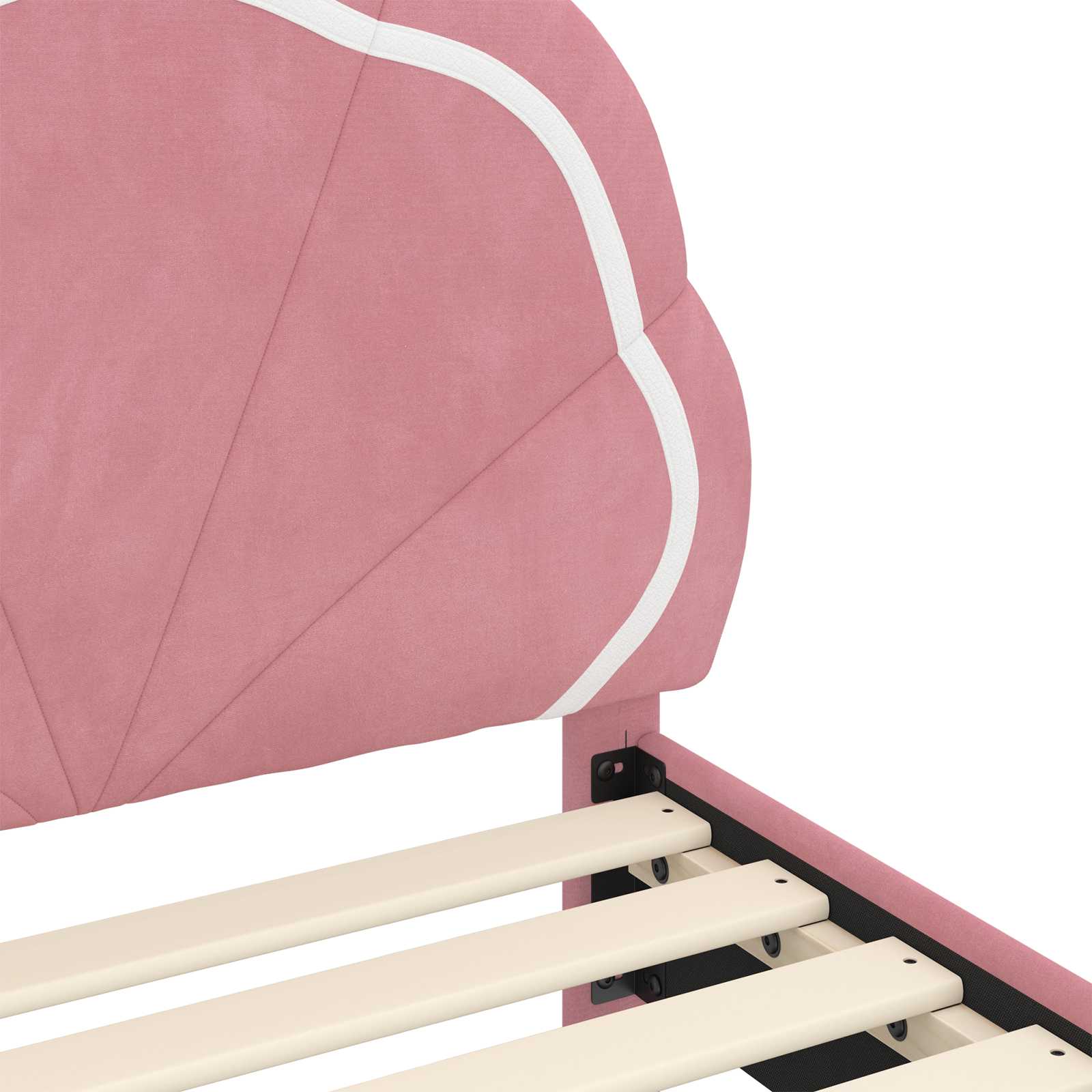 Kinderbettgestell mit Kopfteil Rosa 90 x 190 cm Samt