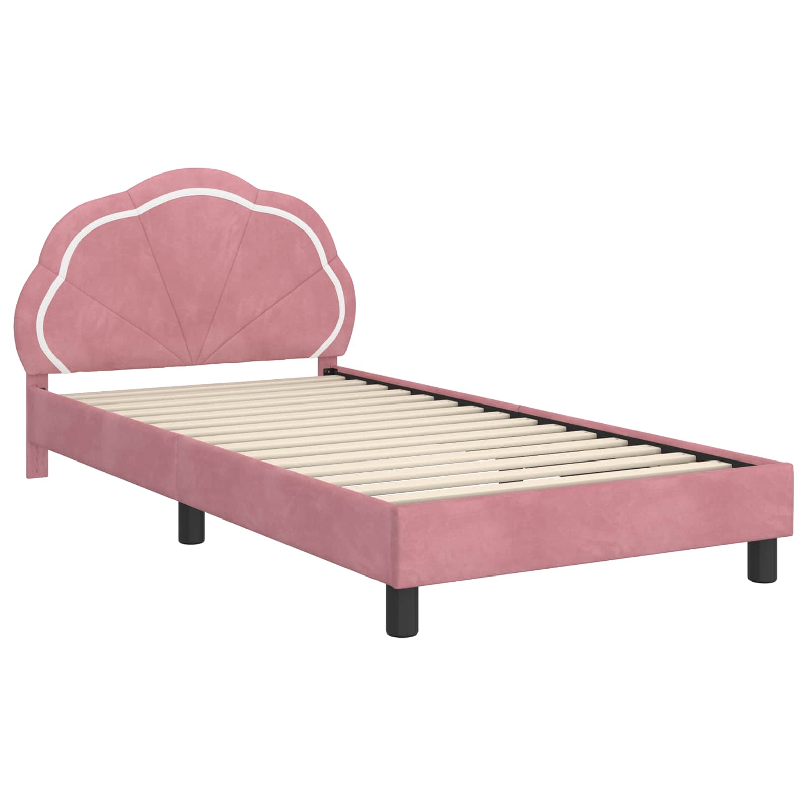 Kinderbettgestell mit Kopfteil Rosa 90 x 190 cm Samt