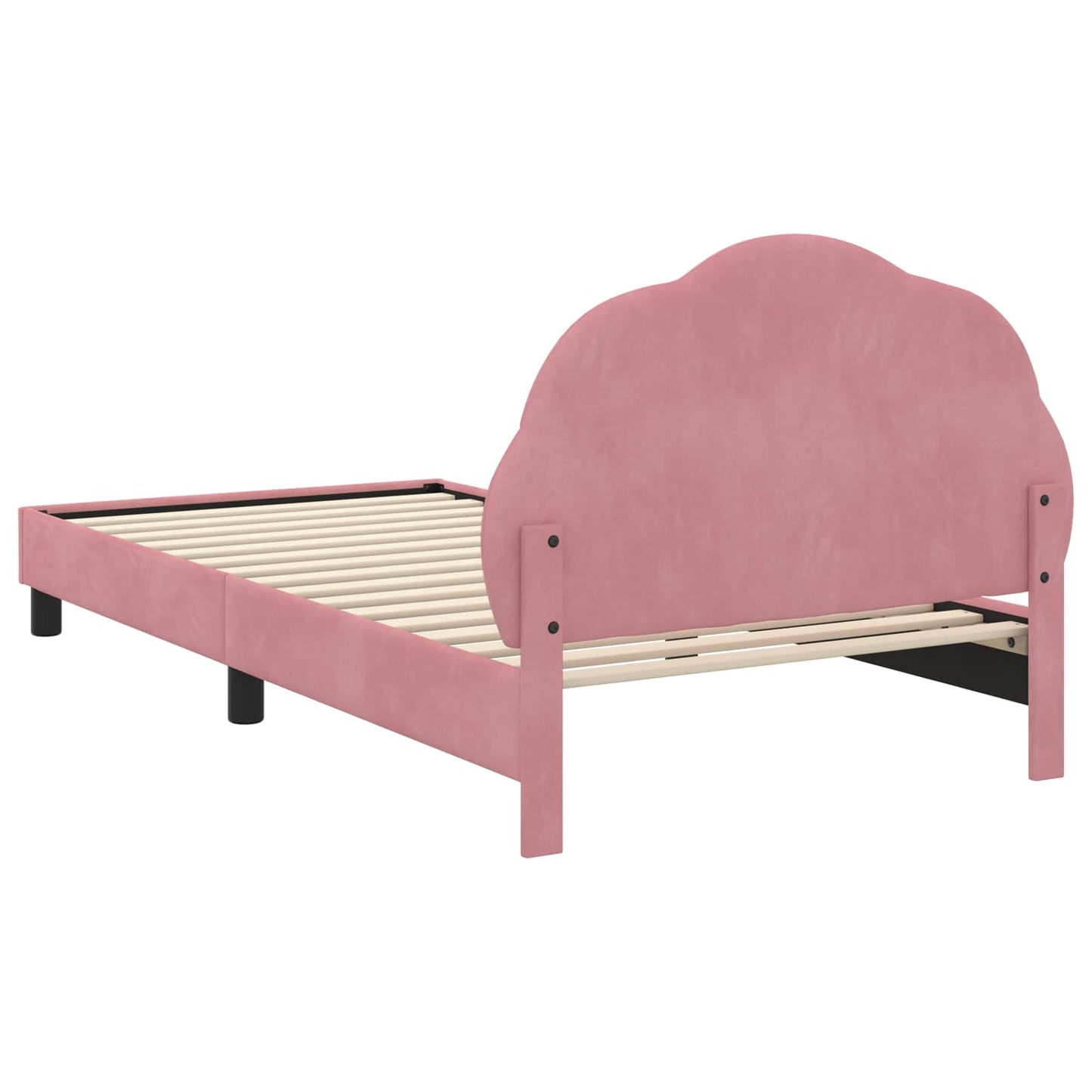 Kinderbettgestell mit Kopfteil Rosa 90 x 190 cm Samt