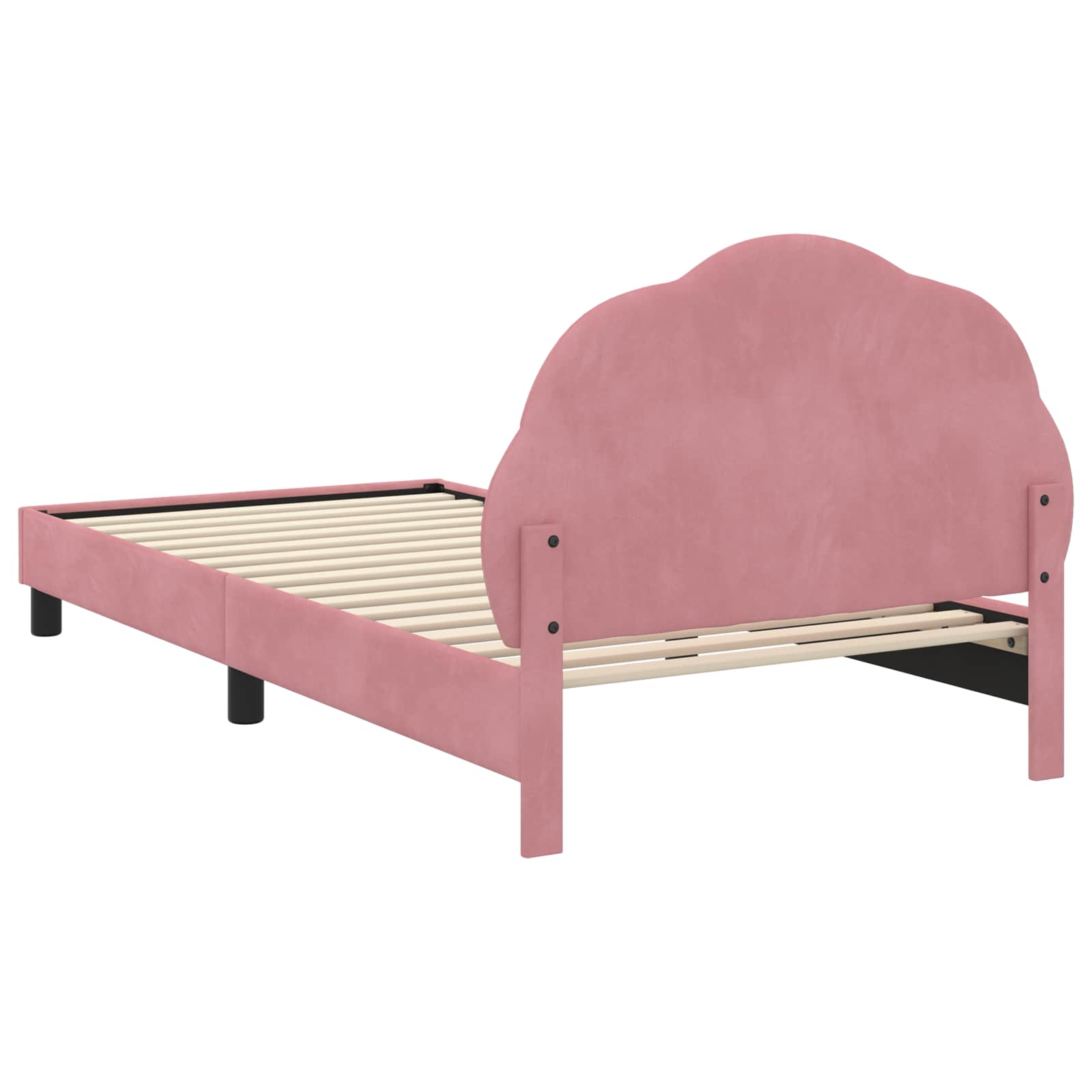Kinderbettgestell mit Kopfteil Rosa 90 x 190 cm Samt