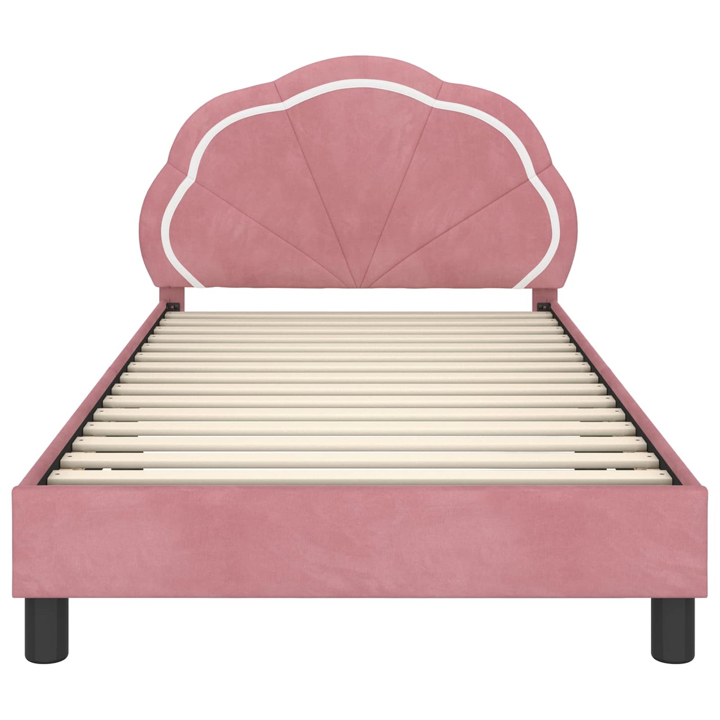 Kinderbettgestell mit Kopfteil Rosa 90 x 190 cm Samt