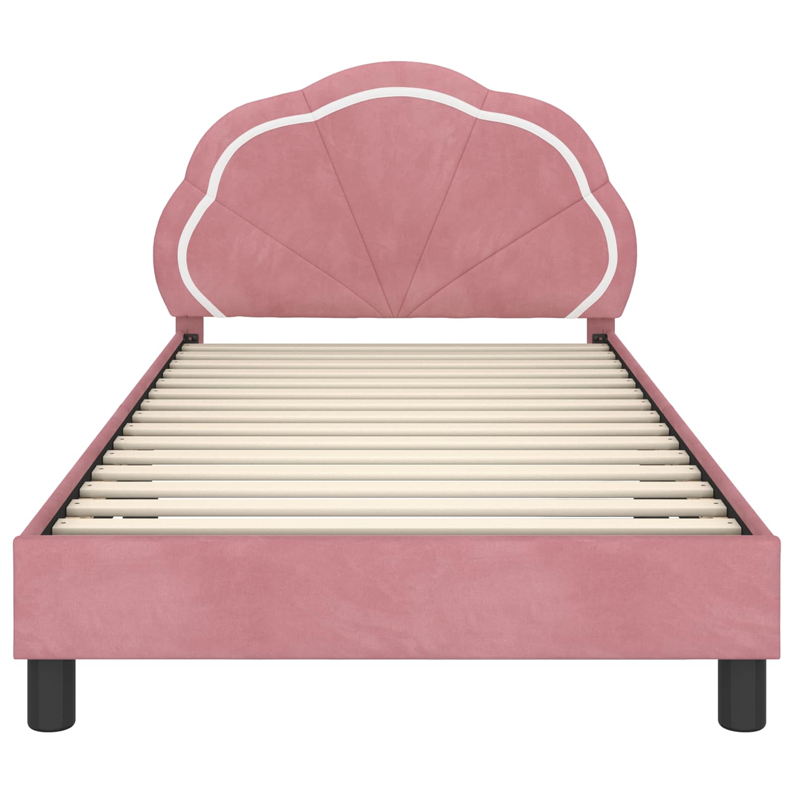Kinderbettgestell mit Kopfteil Rosa 90 x 190 cm Samt