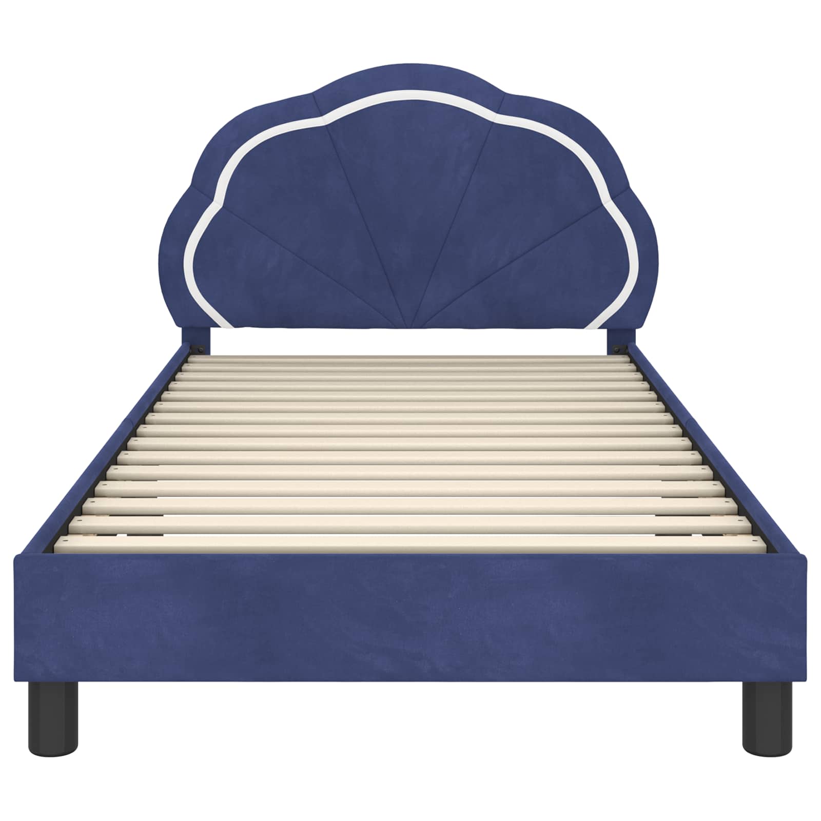 Kinderbettgestell mit Kopfteil Polizeiblau 90 x 190 cm Samt