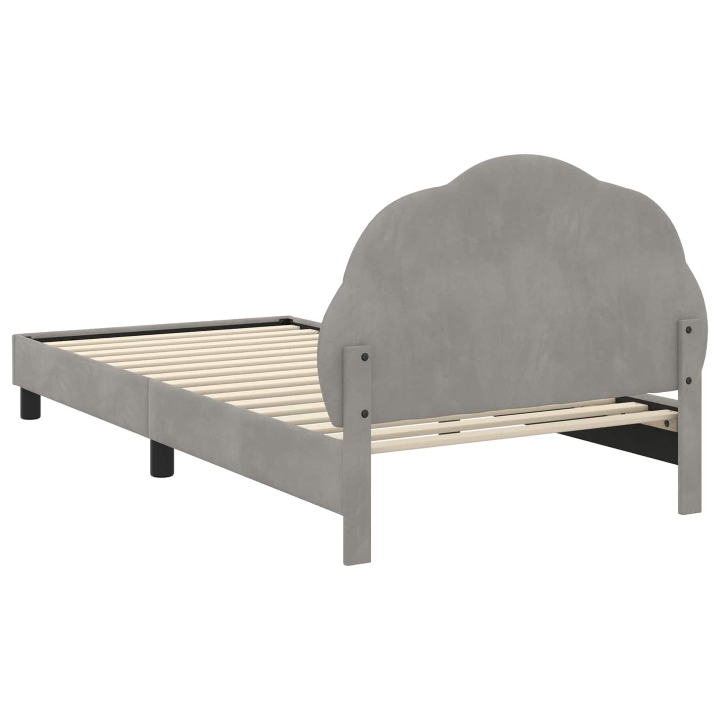 Kinderbettgestell mit Kopfteil Hellgrau 90 x 200 cm Samt