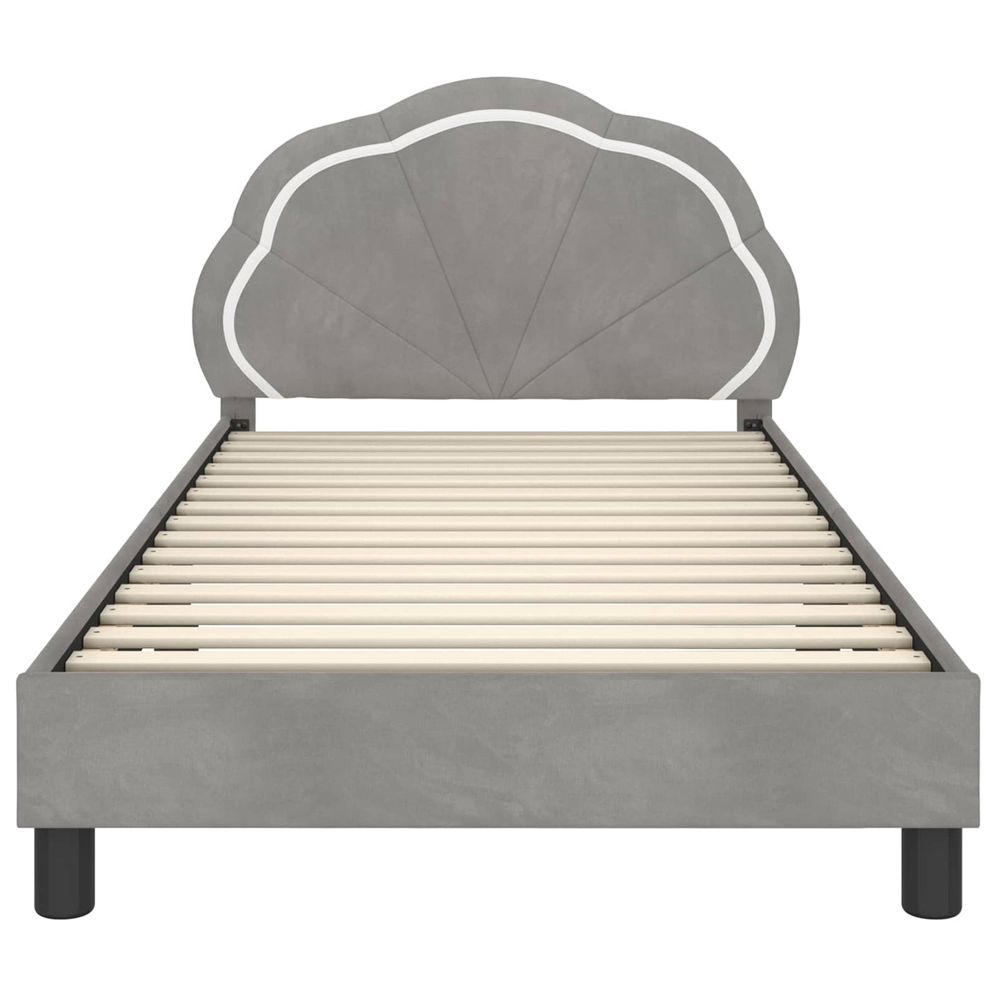 Kinderbettgestell mit Kopfteil Hellgrau 90 x 200 cm Samt