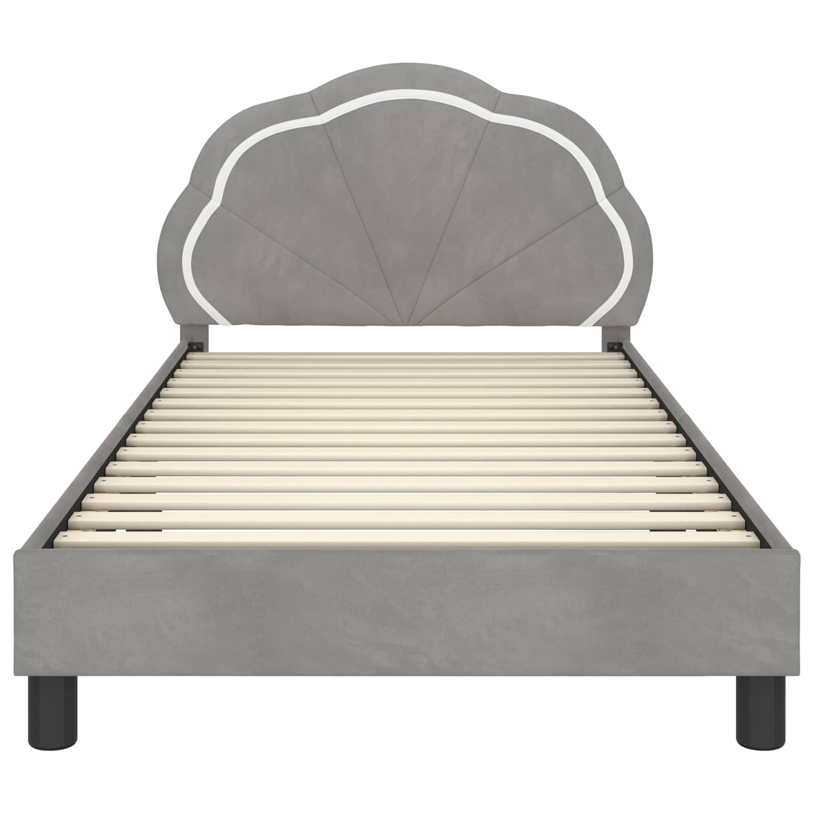Kinderbettgestell mit Kopfteil Hellgrau 90 x 200 cm Samt