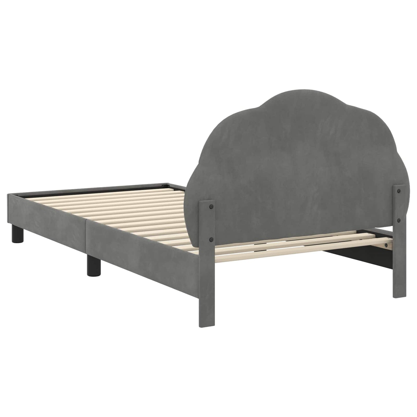 Kinderbettgestell mit Kopfteil Dunkelgrau 90 x 200 cm Samt