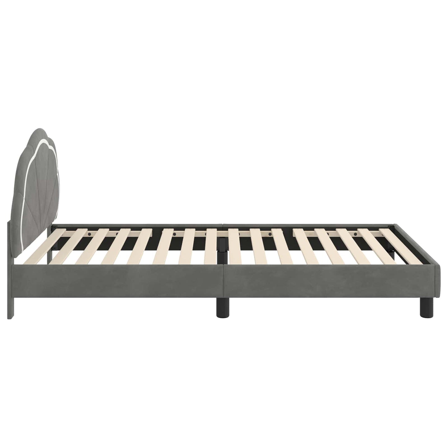 Kinderbettgestell mit Kopfteil Dunkelgrau 90 x 200 cm Samt