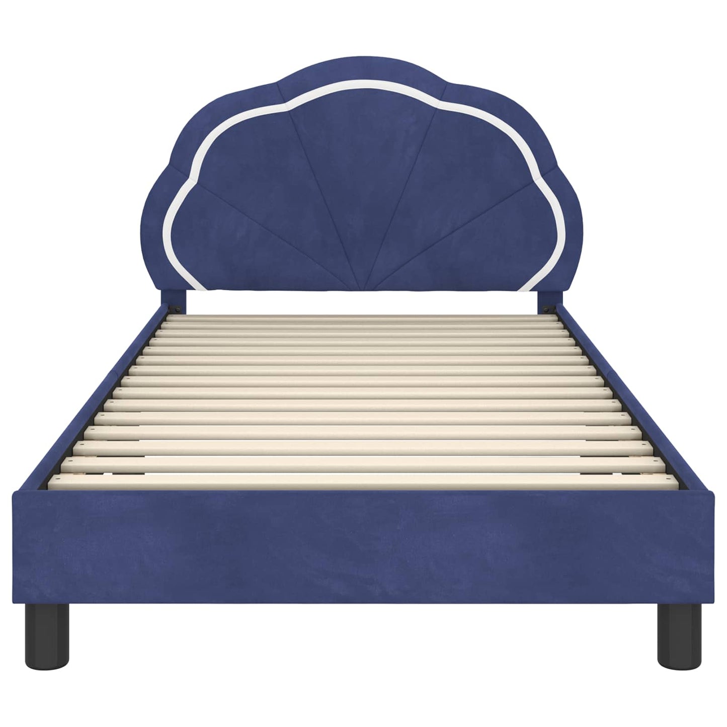 Kinderbettgestell mit Kopfteil Polizeiblau 90 x 200 cm Samt