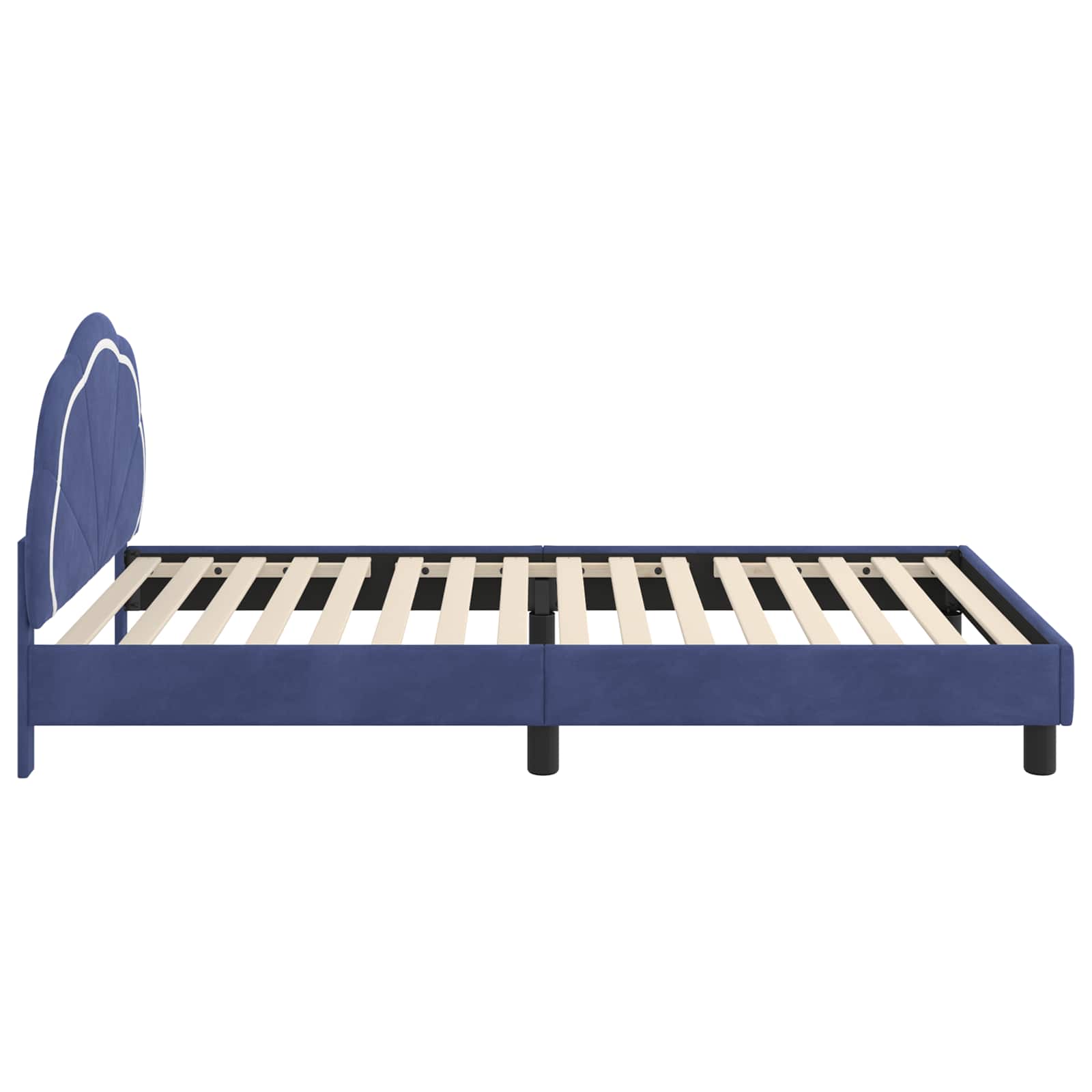 Kinderbettgestell mit Kopfteil Polizeiblau 90 x 200 cm Samt