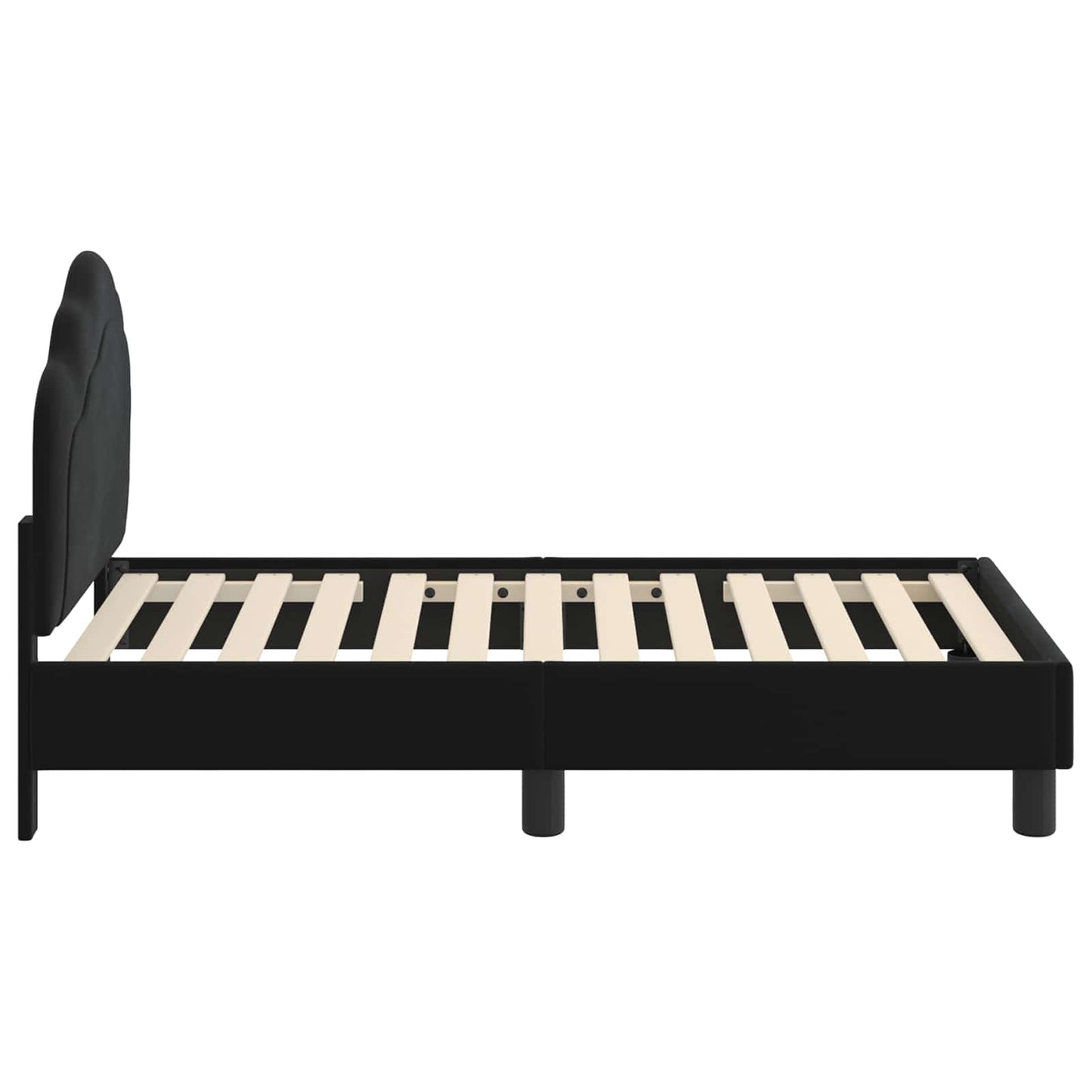 Kinderbettgestell mit Kopfteil Schwarz 70 x 140 cm Samt