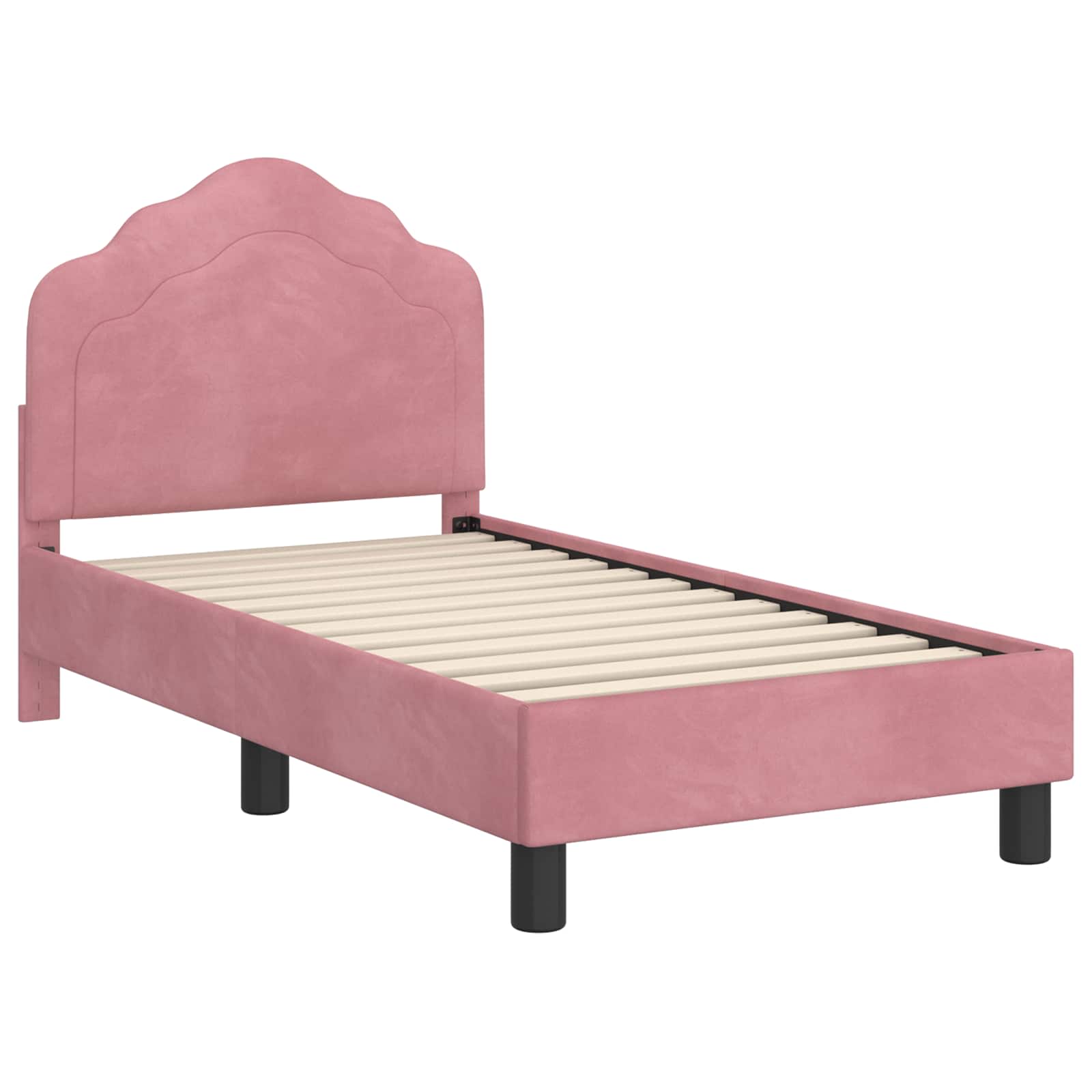 Kinderbettgestell mit Kopfteil Rosa 70 x 140 cm Samt