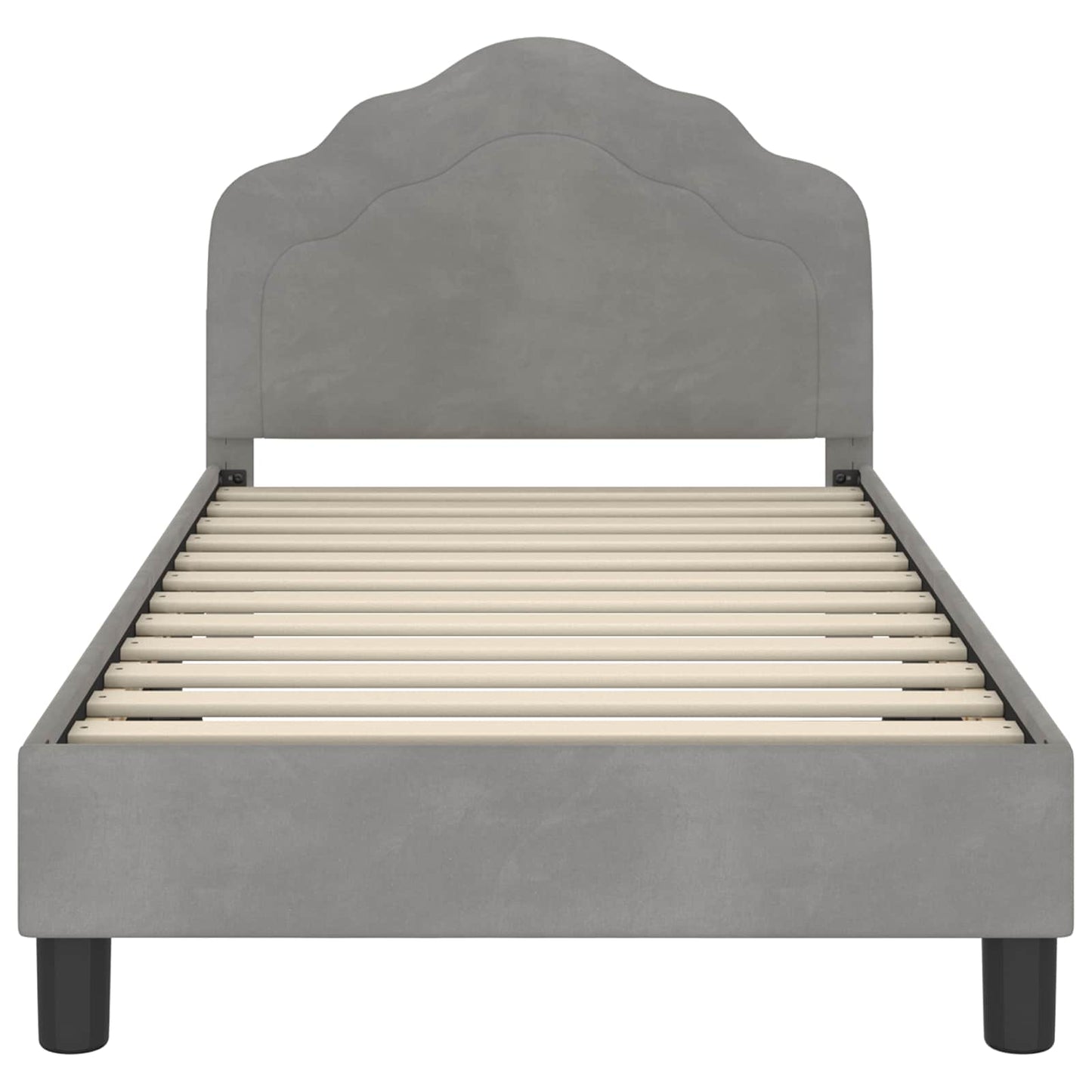 Kinderbettgestell mit Kopfteil Hellgrau 80 x 160 cm Samt