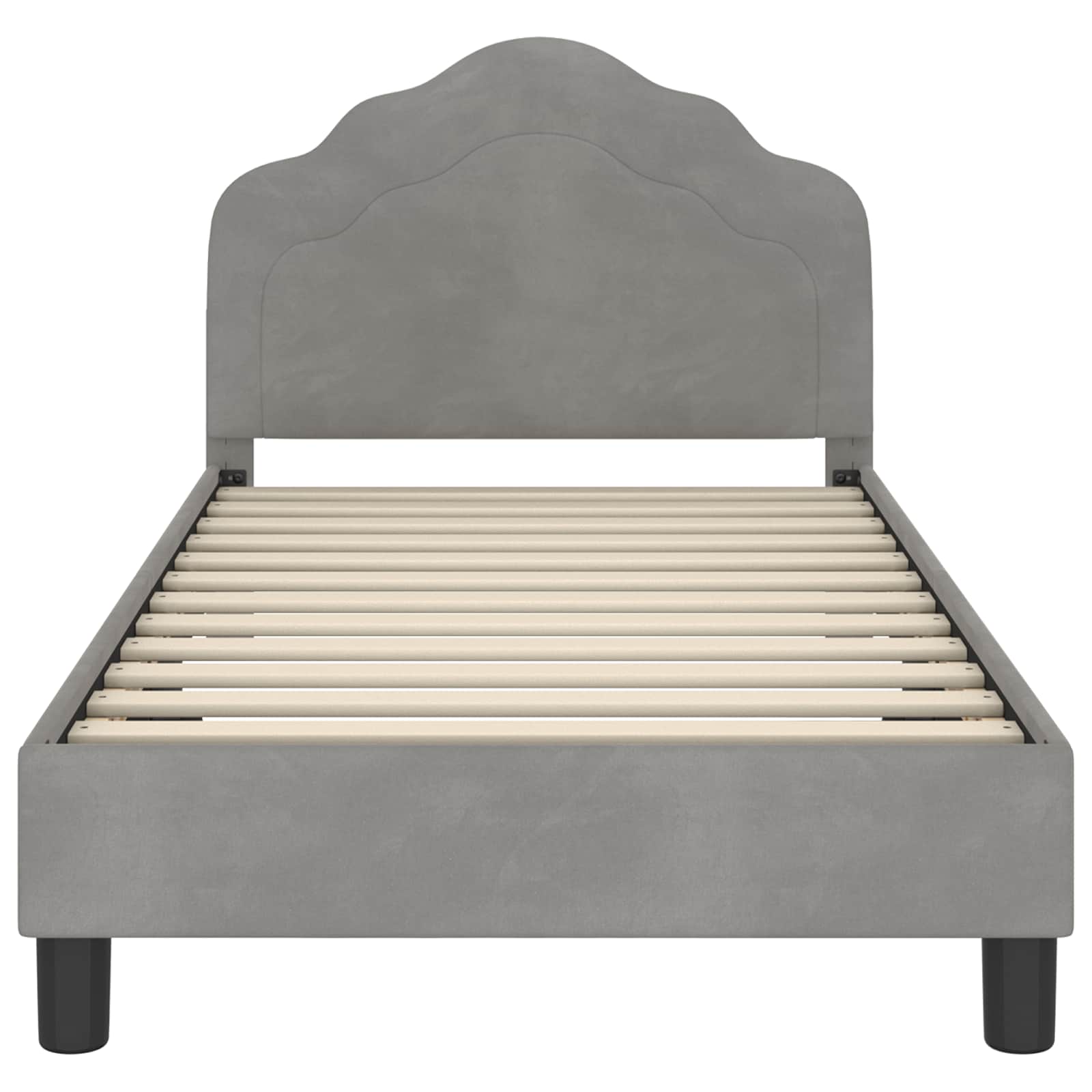 Kinderbettgestell mit Kopfteil Hellgrau 80 x 160 cm Samt