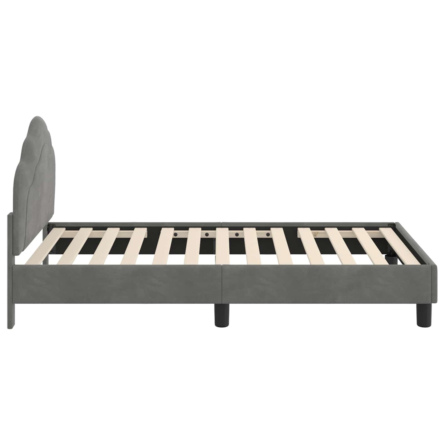Kinderbettgestell mit Kopfteil Dunkelgrau 80 x 160 cm Samt