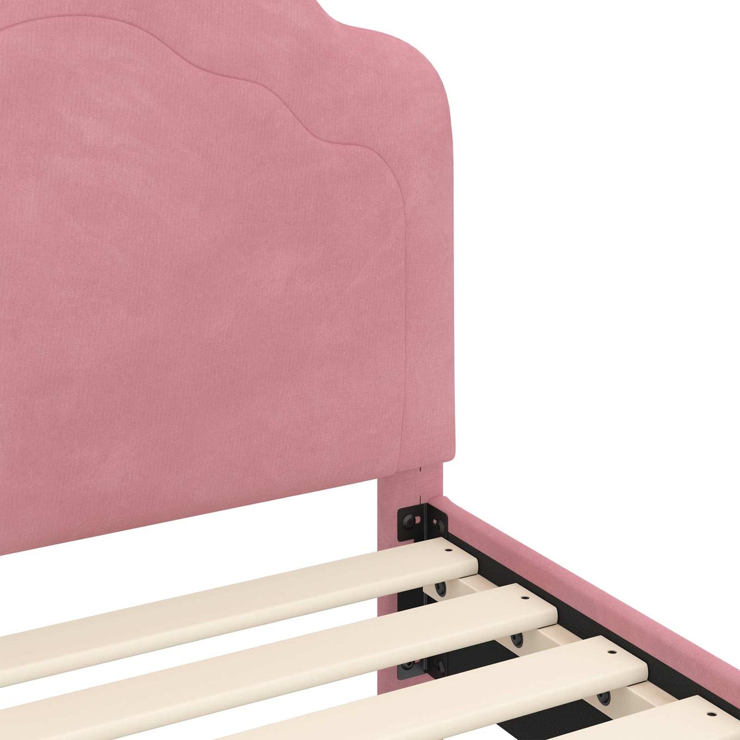 Kinderbettgestell mit Kopfteil Rosa 80 x 160 cm Samt