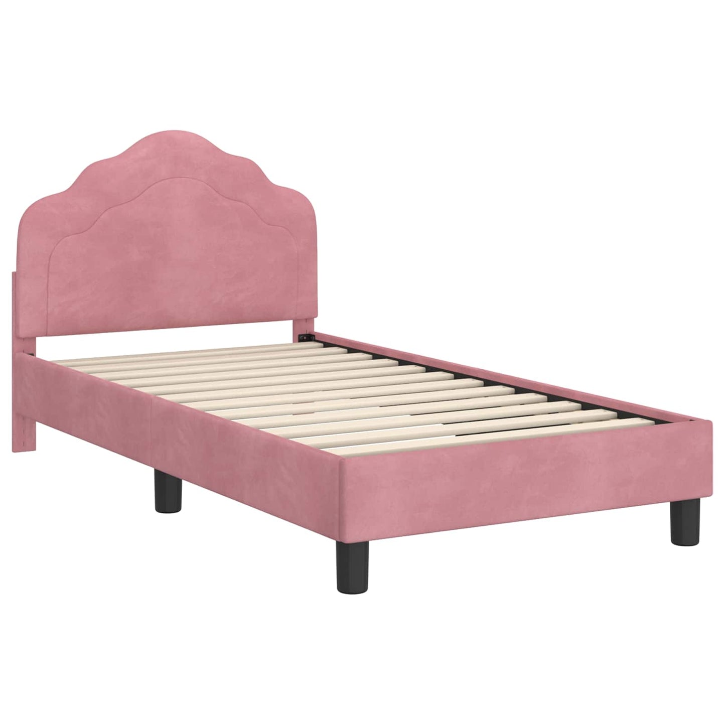Kinderbettgestell mit Kopfteil Rosa 80 x 160 cm Samt