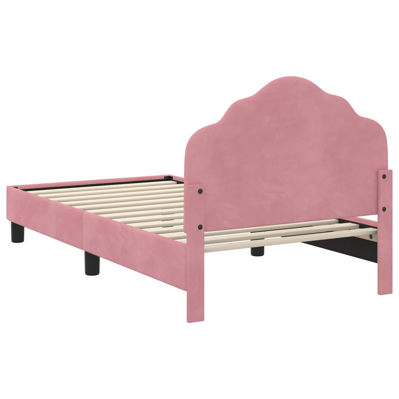 Kinderbettgestell mit Kopfteil Rosa 80 x 160 cm Samt