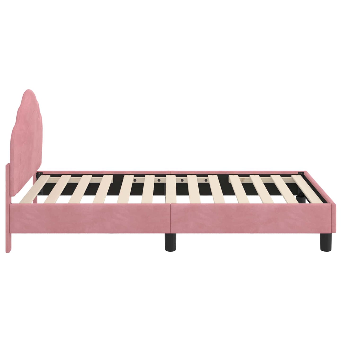 Kinderbettgestell mit Kopfteil Rosa 80 x 160 cm Samt