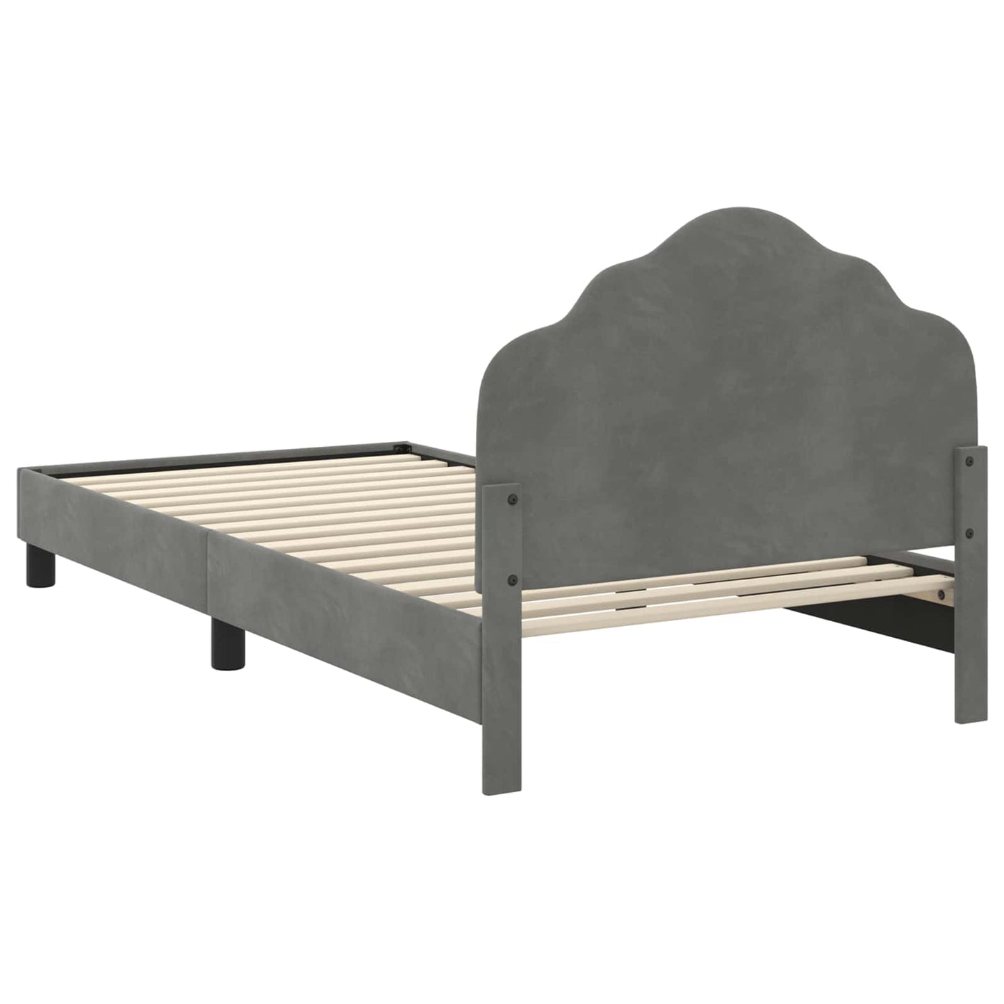Kinderbettgestell mit Kopfteil Dunkelgrau 90 x 190 cm Samt