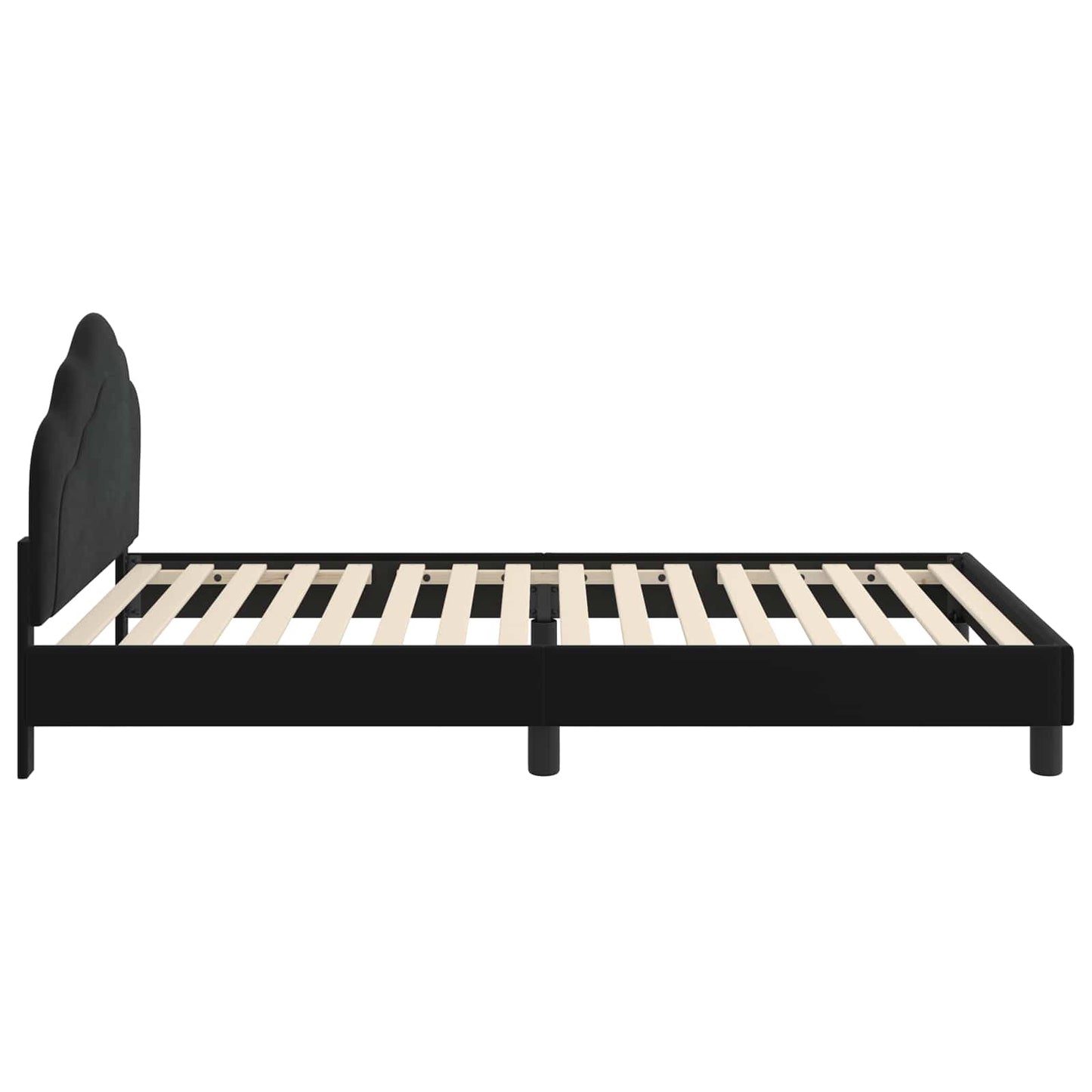 Kinderbettgestell mit Kopfteil Schwarz 90 x 190 cm Samt