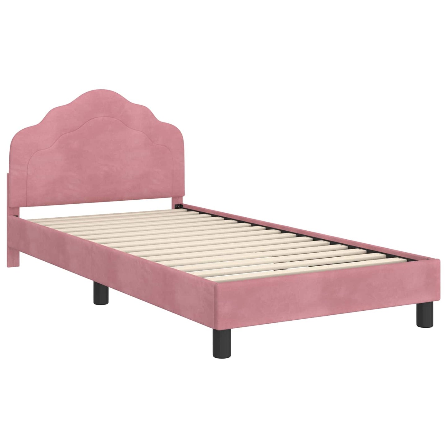 Kinderbettgestell mit Kopfteil Rosa 90 x 190 cm Samt