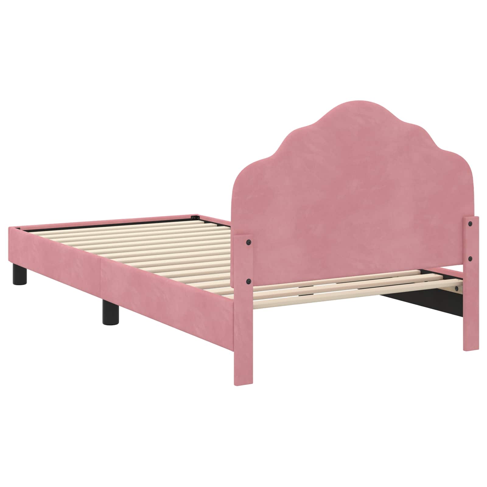 Kinderbettgestell mit Kopfteil Rosa 90 x 190 cm Samt