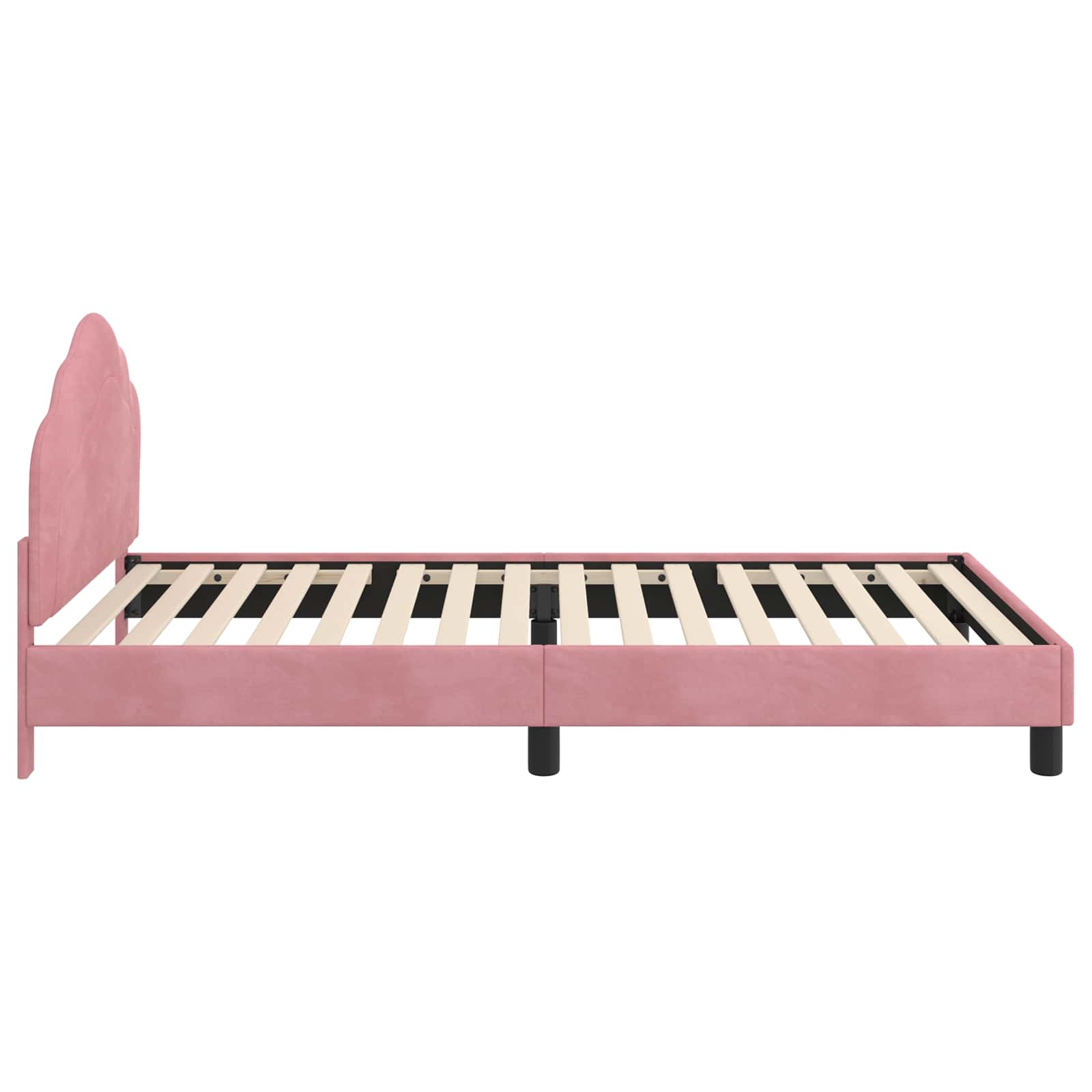 Kinderbettgestell mit Kopfteil Rosa 90 x 190 cm Samt