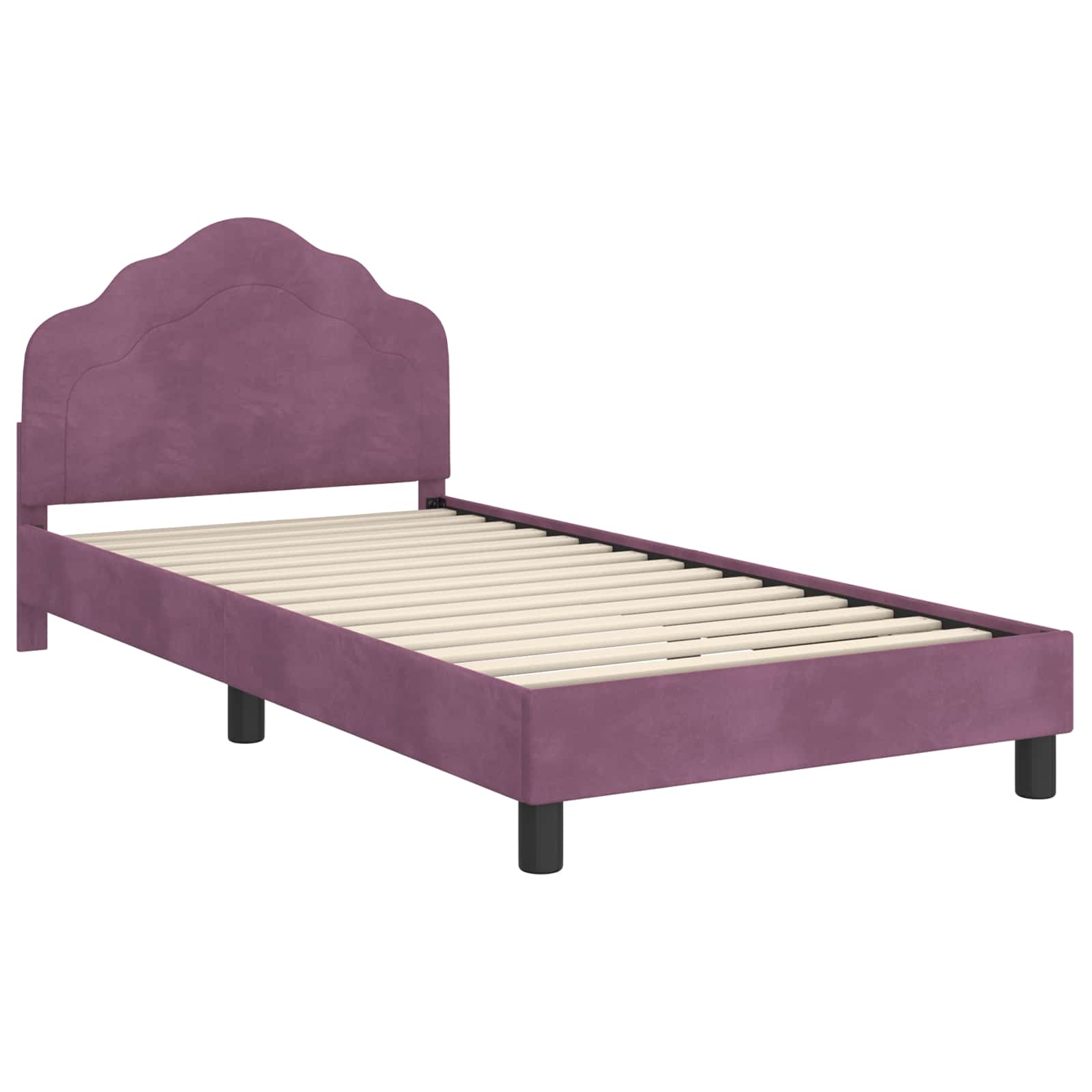 Kinderbettgestell mit Kopfteil Lila 90 x 190 cm Samt