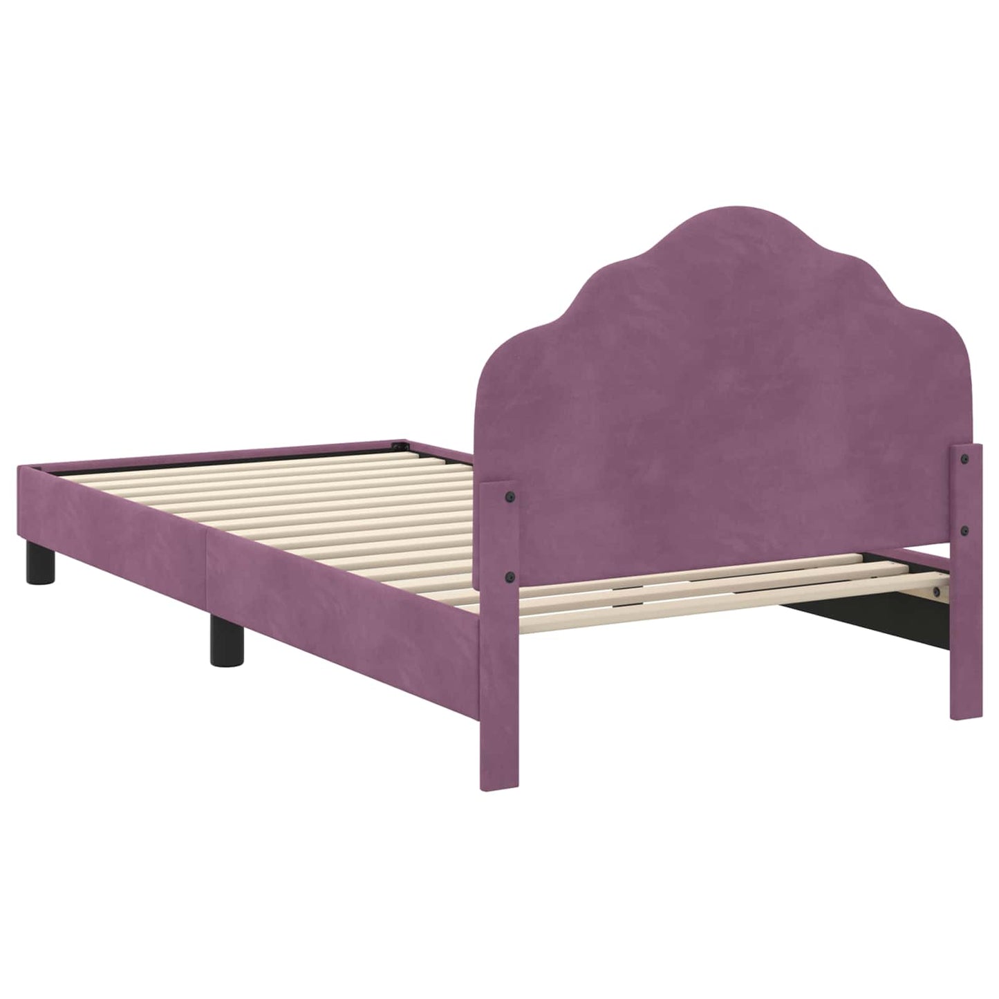 Kinderbettgestell mit Kopfteil Lila 90 x 190 cm Samt