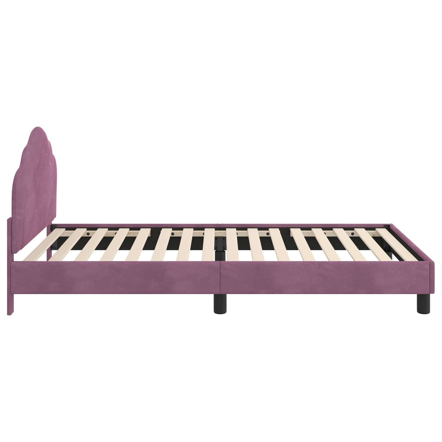 Kinderbettgestell mit Kopfteil Lila 90 x 190 cm Samt