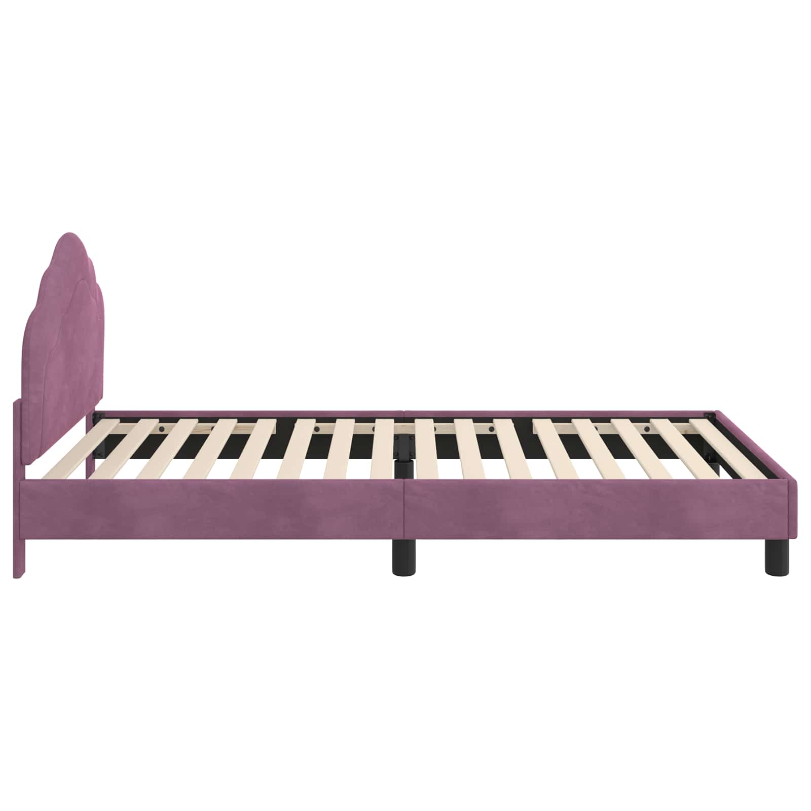 Kinderbettgestell mit Kopfteil Lila 90 x 190 cm Samt