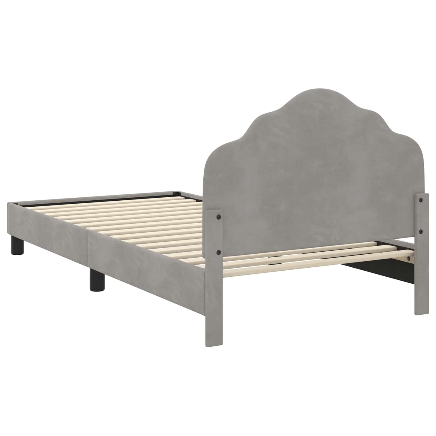 Kinderbettgestell mit Kopfteil Hellgrau 90 x 200 cm Samt