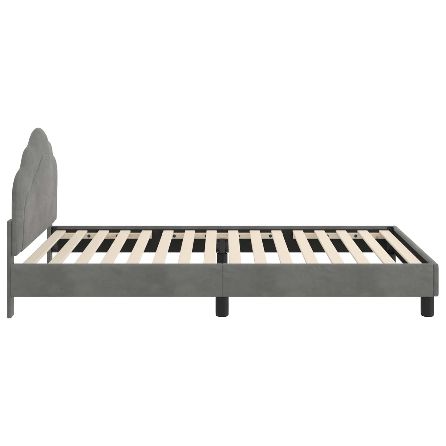 Kinderbettgestell mit Kopfteil Dunkelgrau 90 x 200 cm Samt