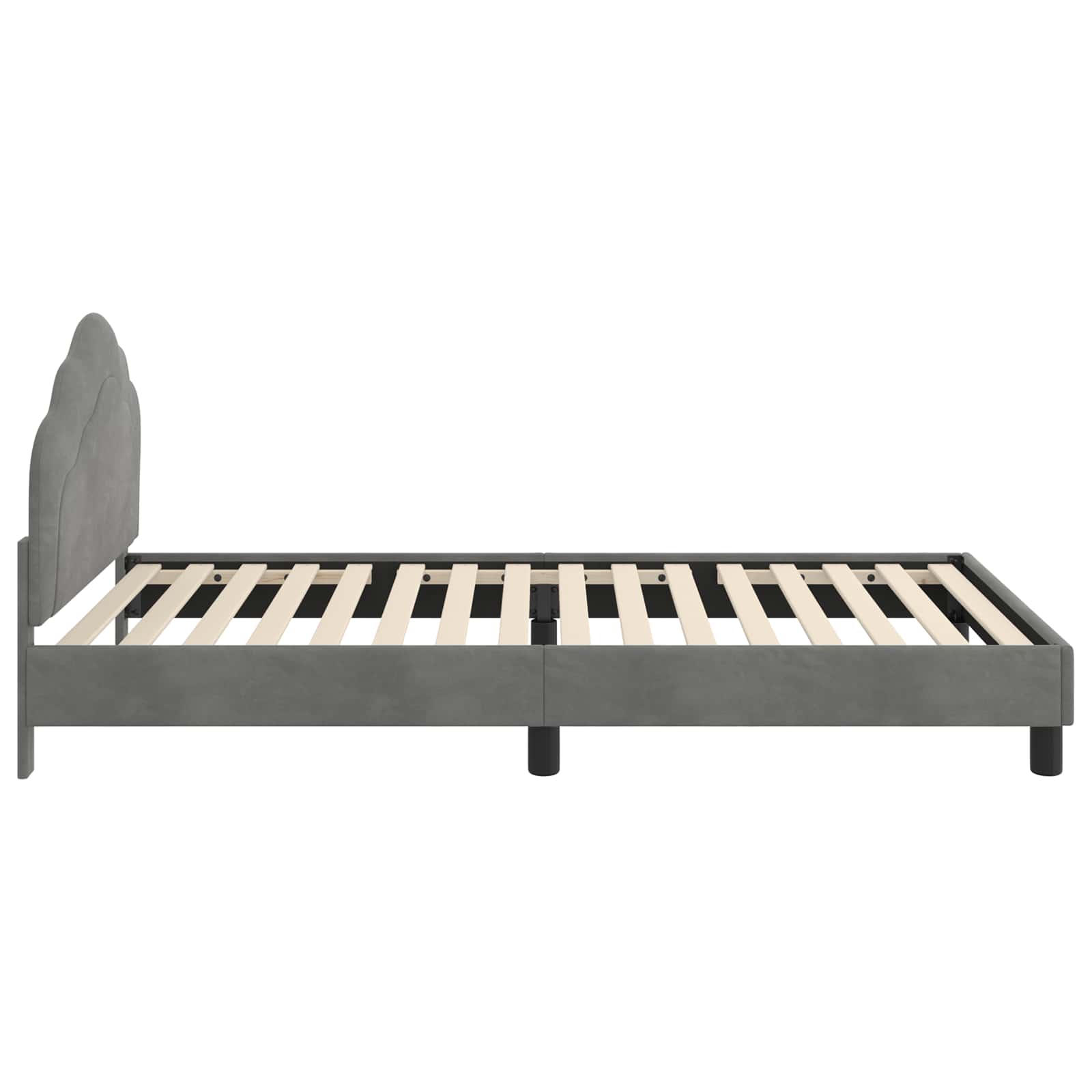 Kinderbettgestell mit Kopfteil Dunkelgrau 90 x 200 cm Samt