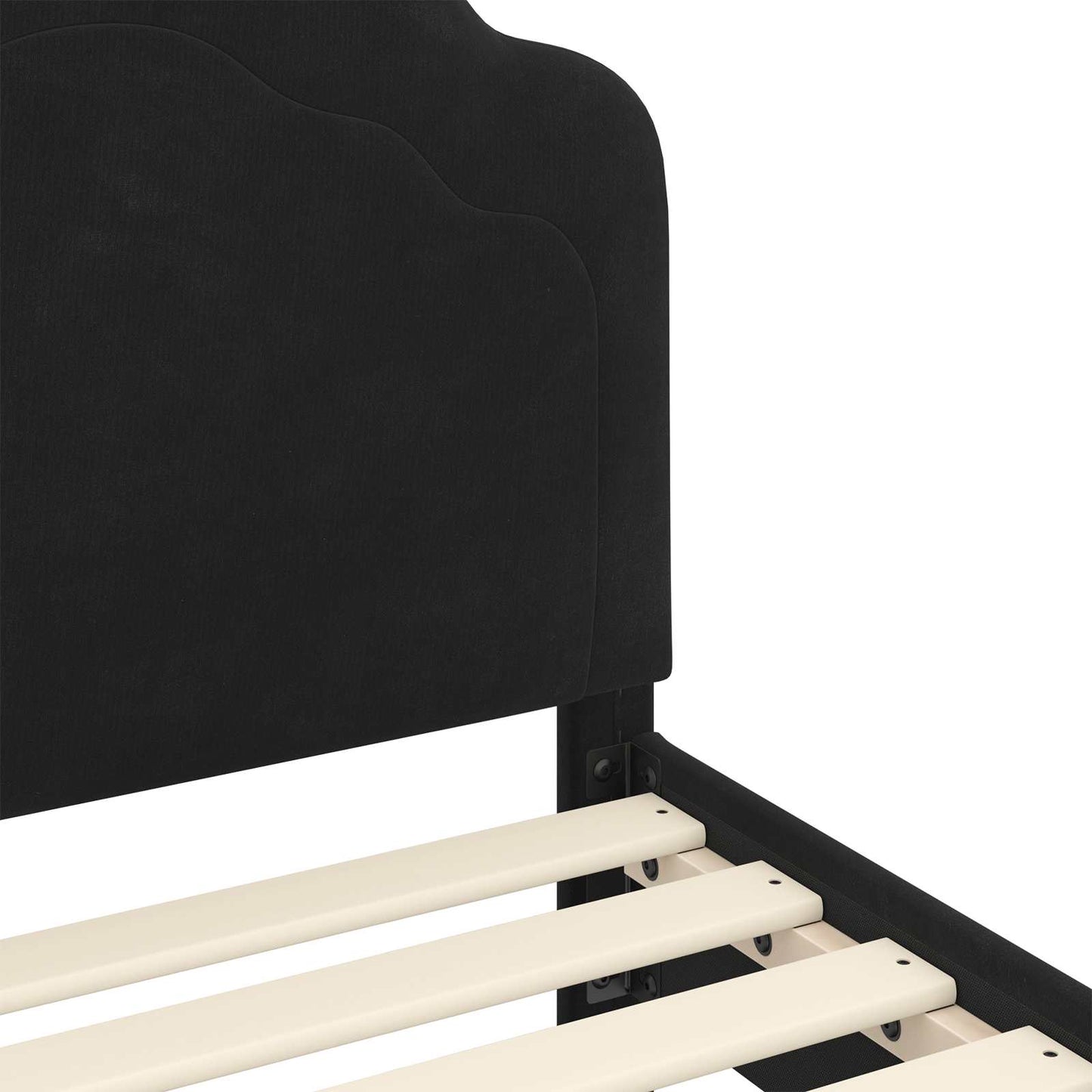 Kinderbettgestell mit Kopfteil Schwarz 90 x 200 cm Samt